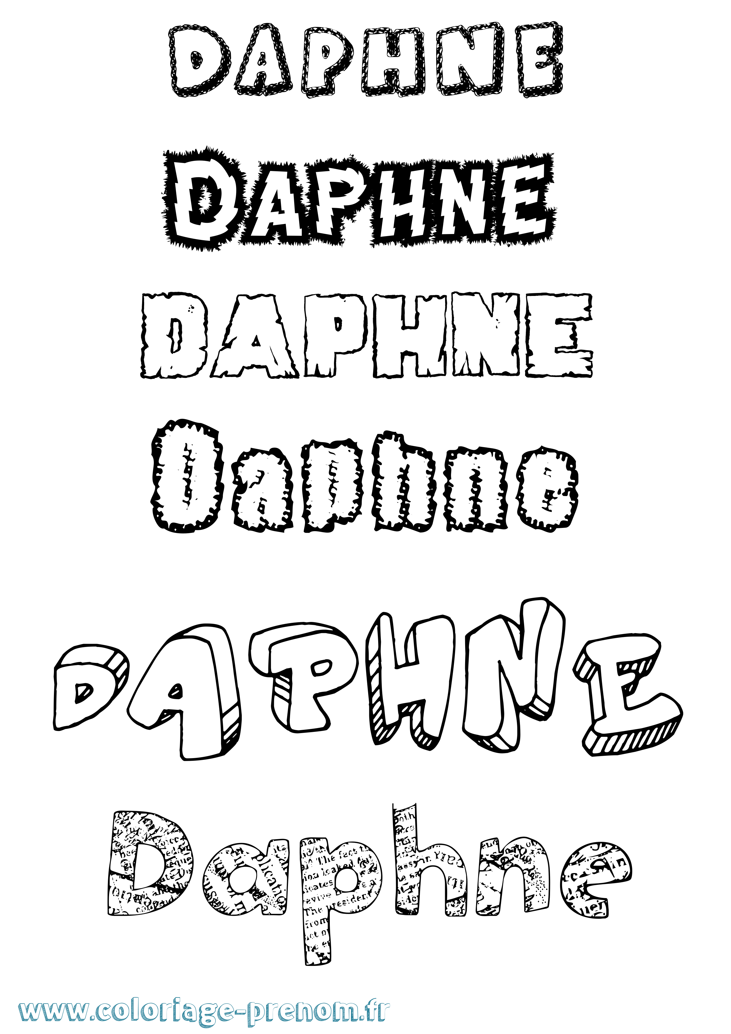 Coloriage prénom Daphne Destructuré