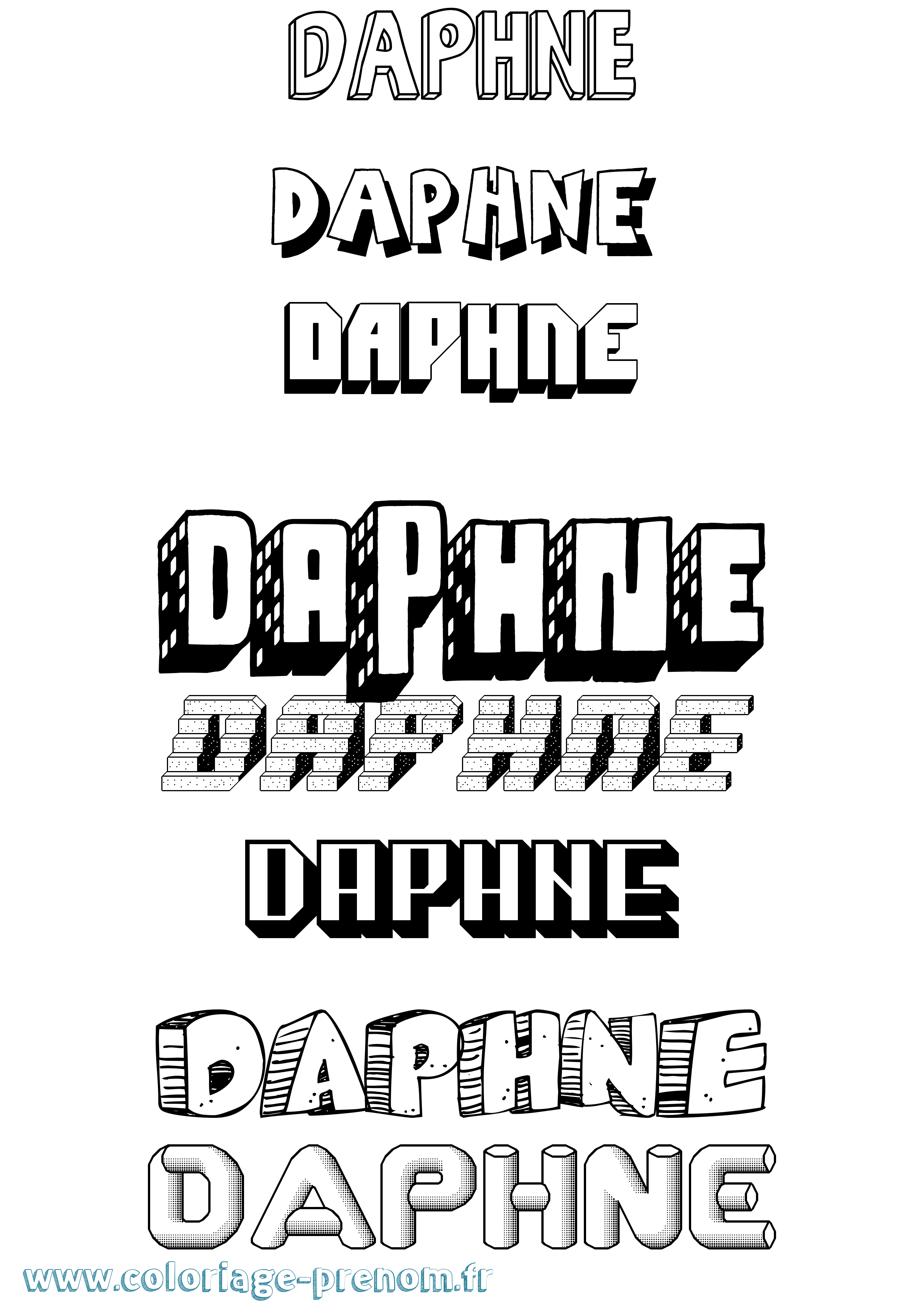 Coloriage prénom Daphne Effet 3D