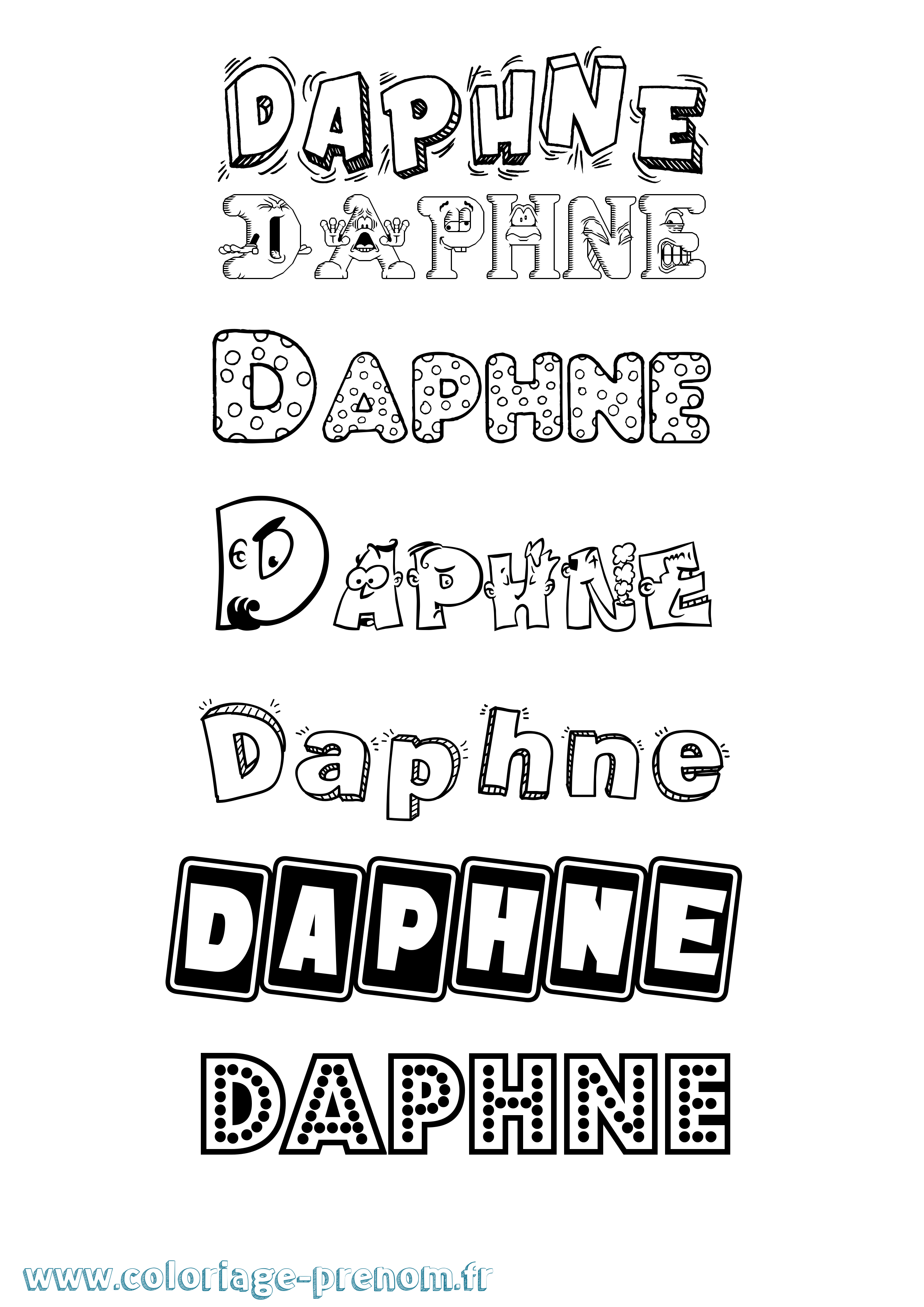 Coloriage prénom Daphne Fun