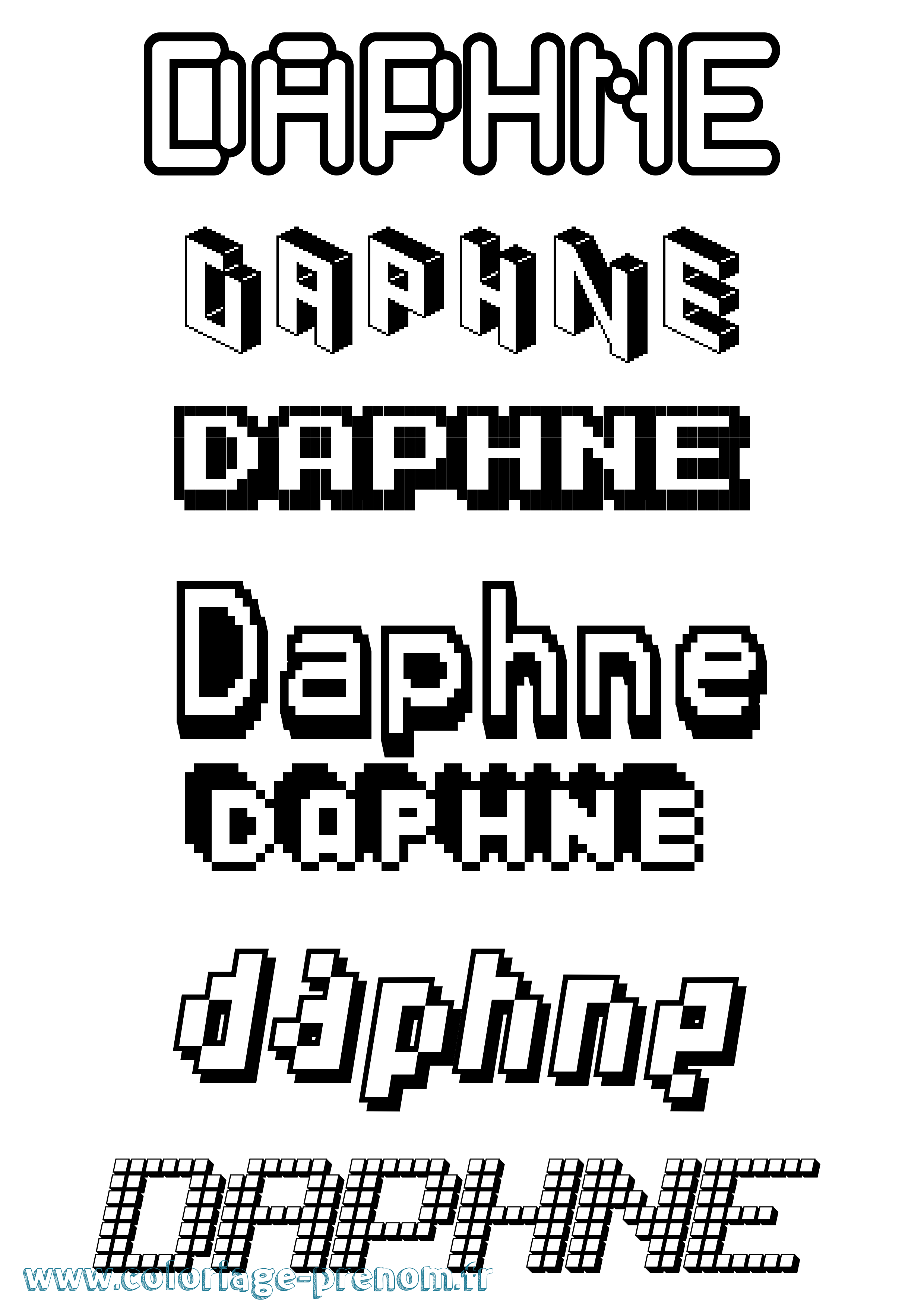 Coloriage prénom Daphne Pixel