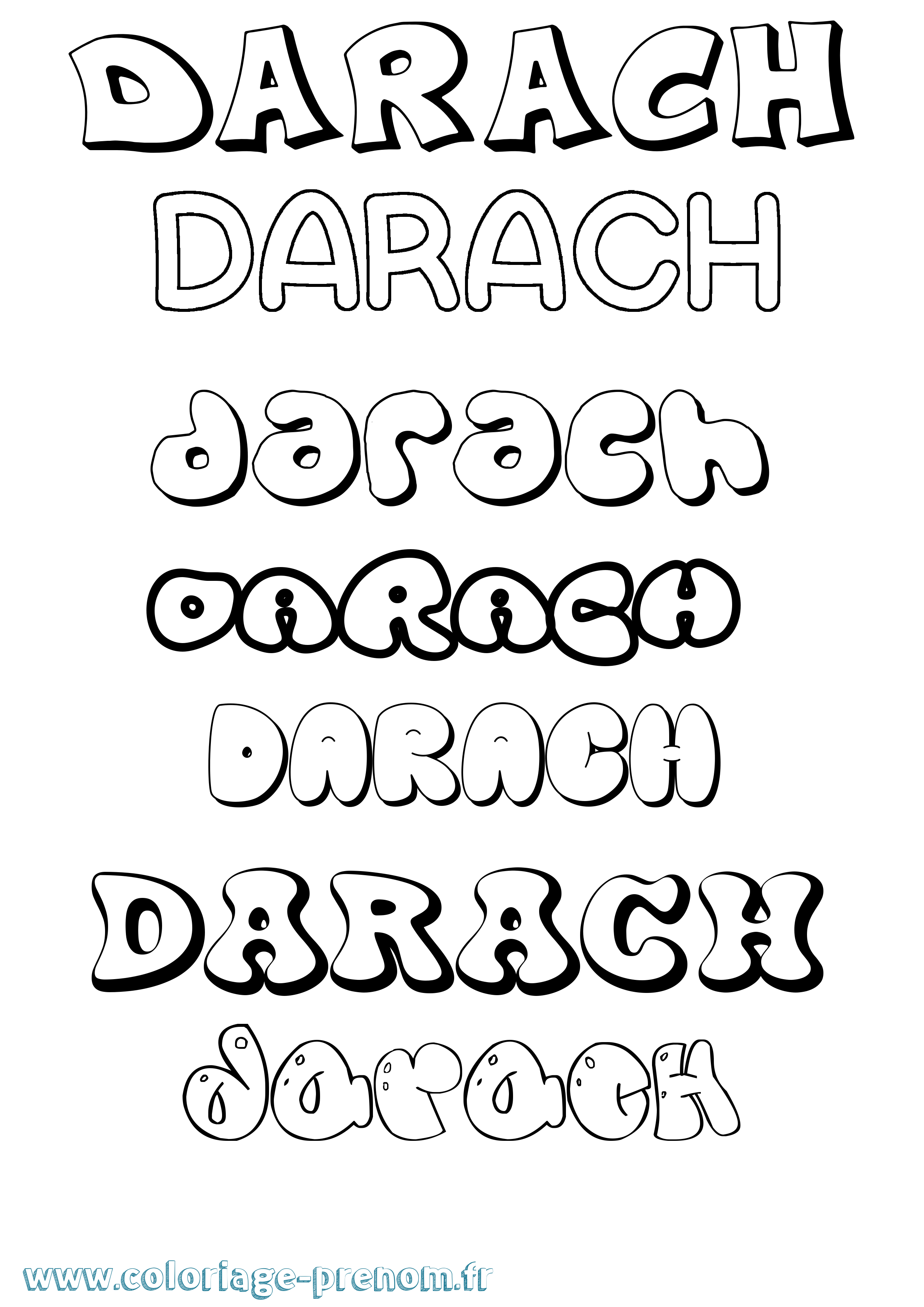 Coloriage prénom Darach Bubble