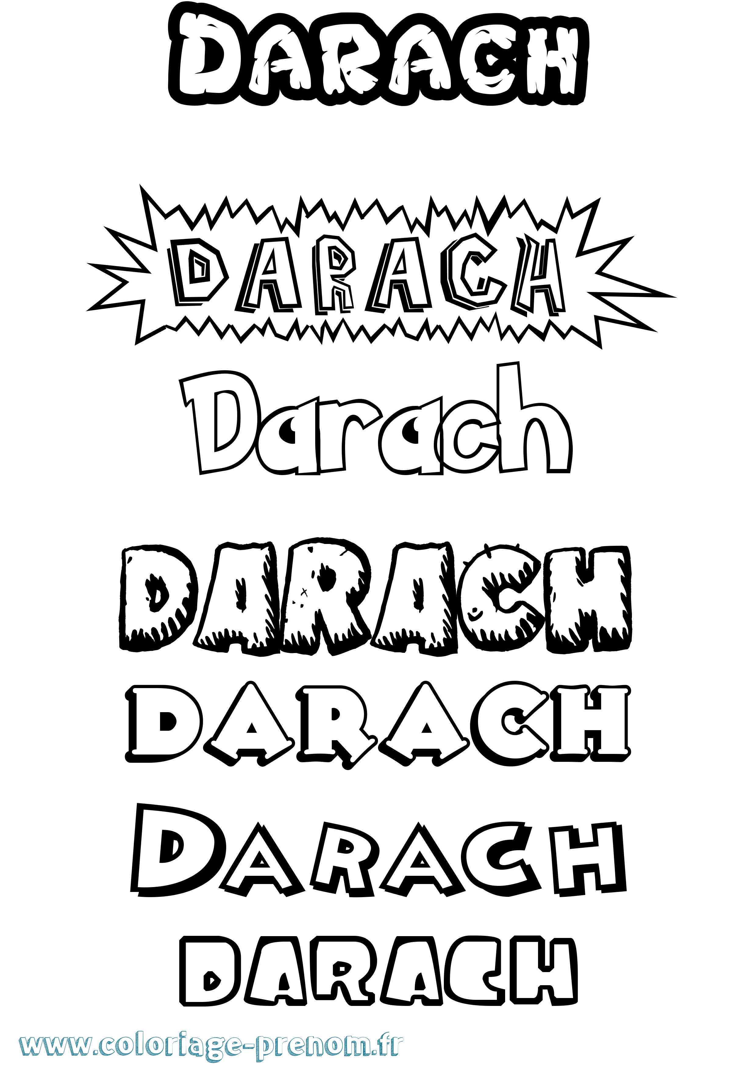 Coloriage prénom Darach Dessin Animé