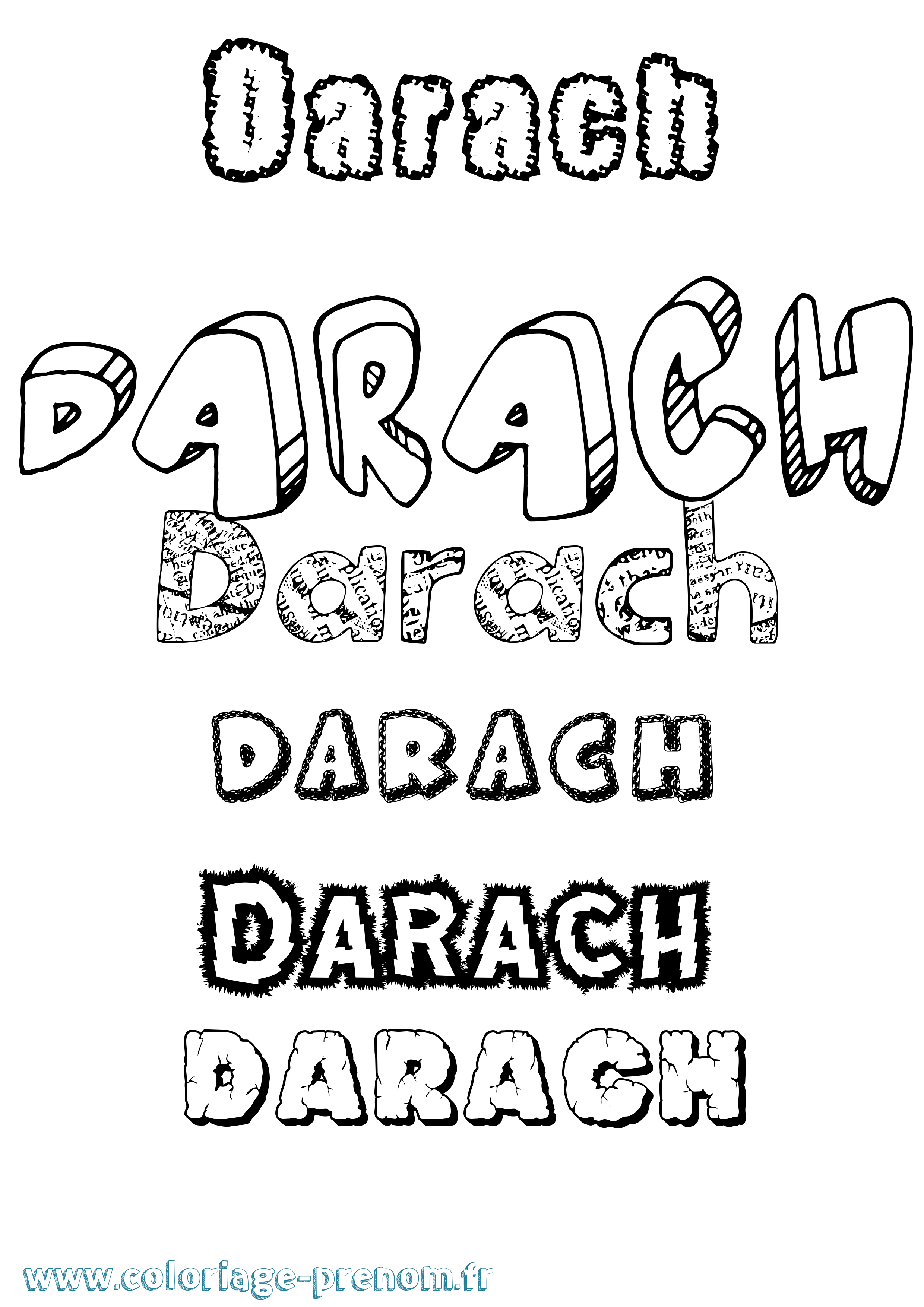 Coloriage prénom Darach Destructuré