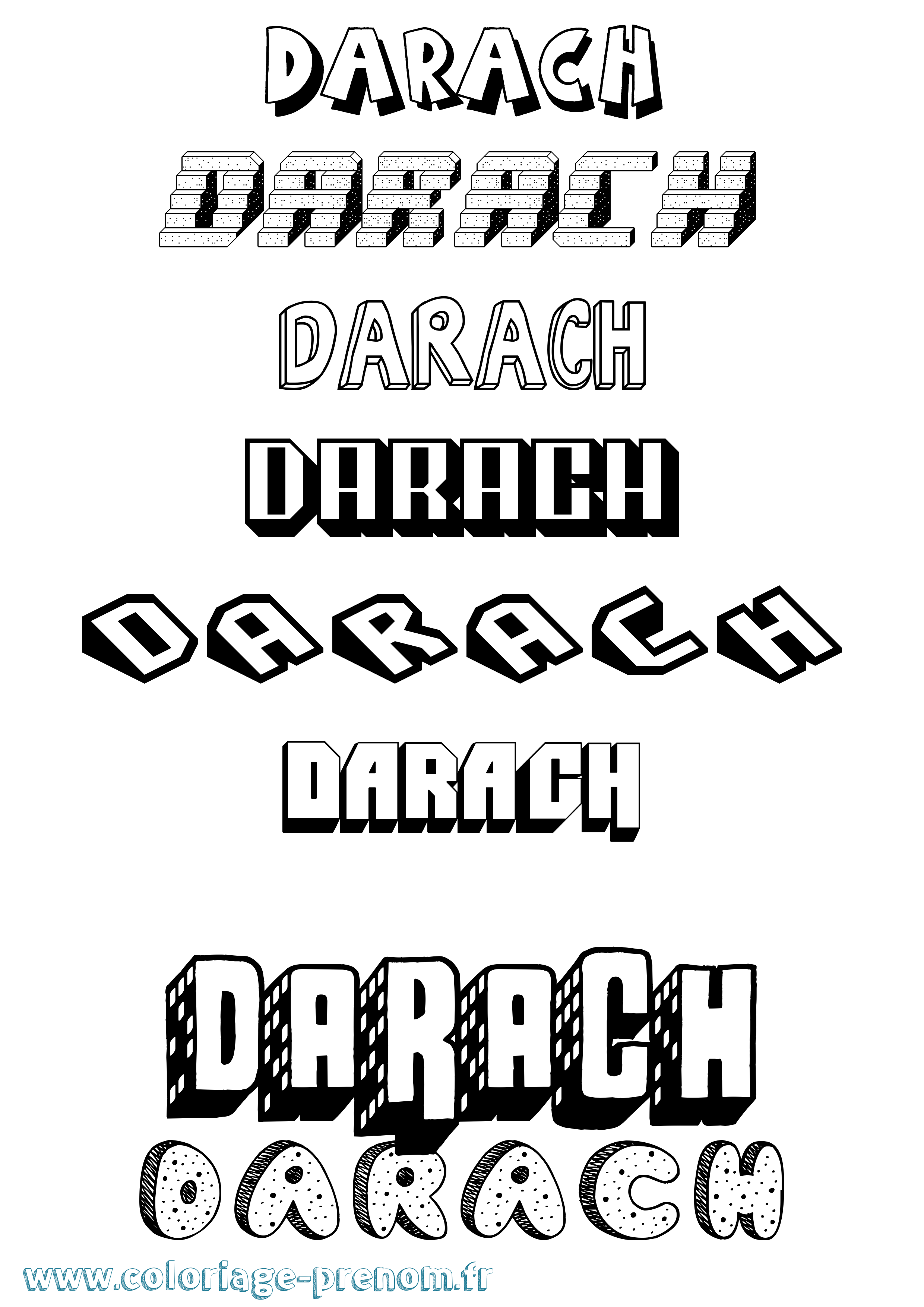 Coloriage prénom Darach Effet 3D