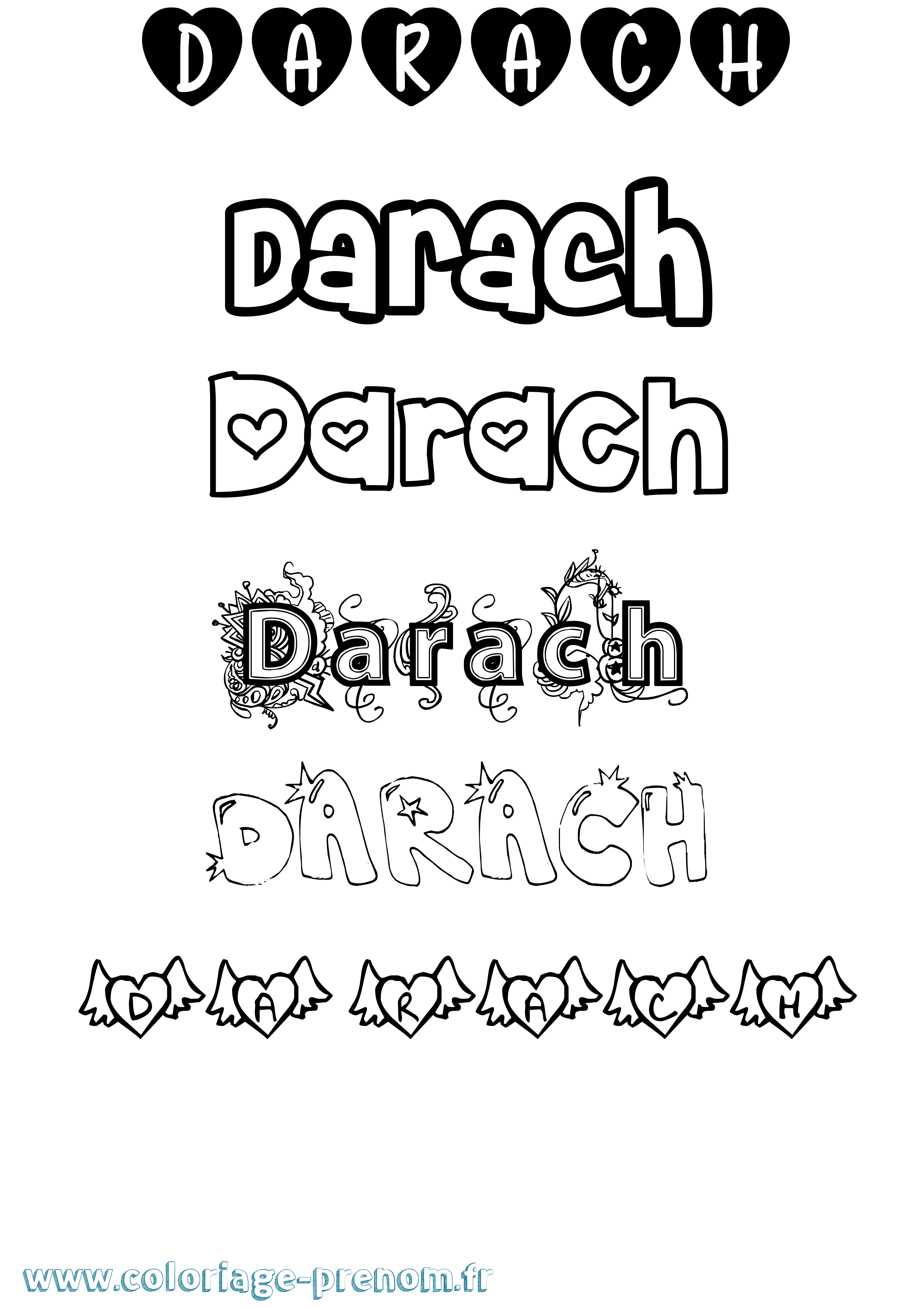 Coloriage prénom Darach Girly