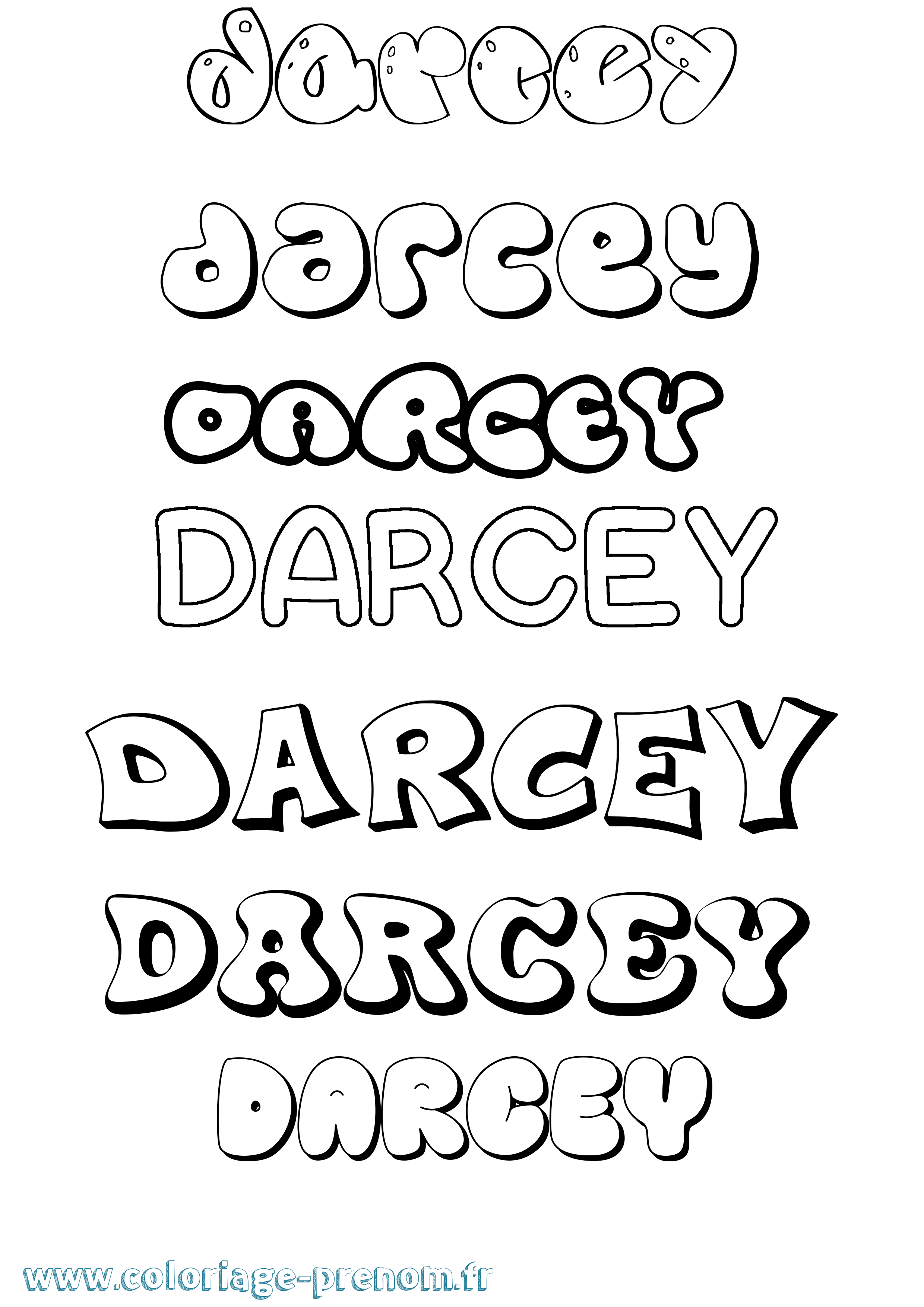 Coloriage prénom Darcey Bubble