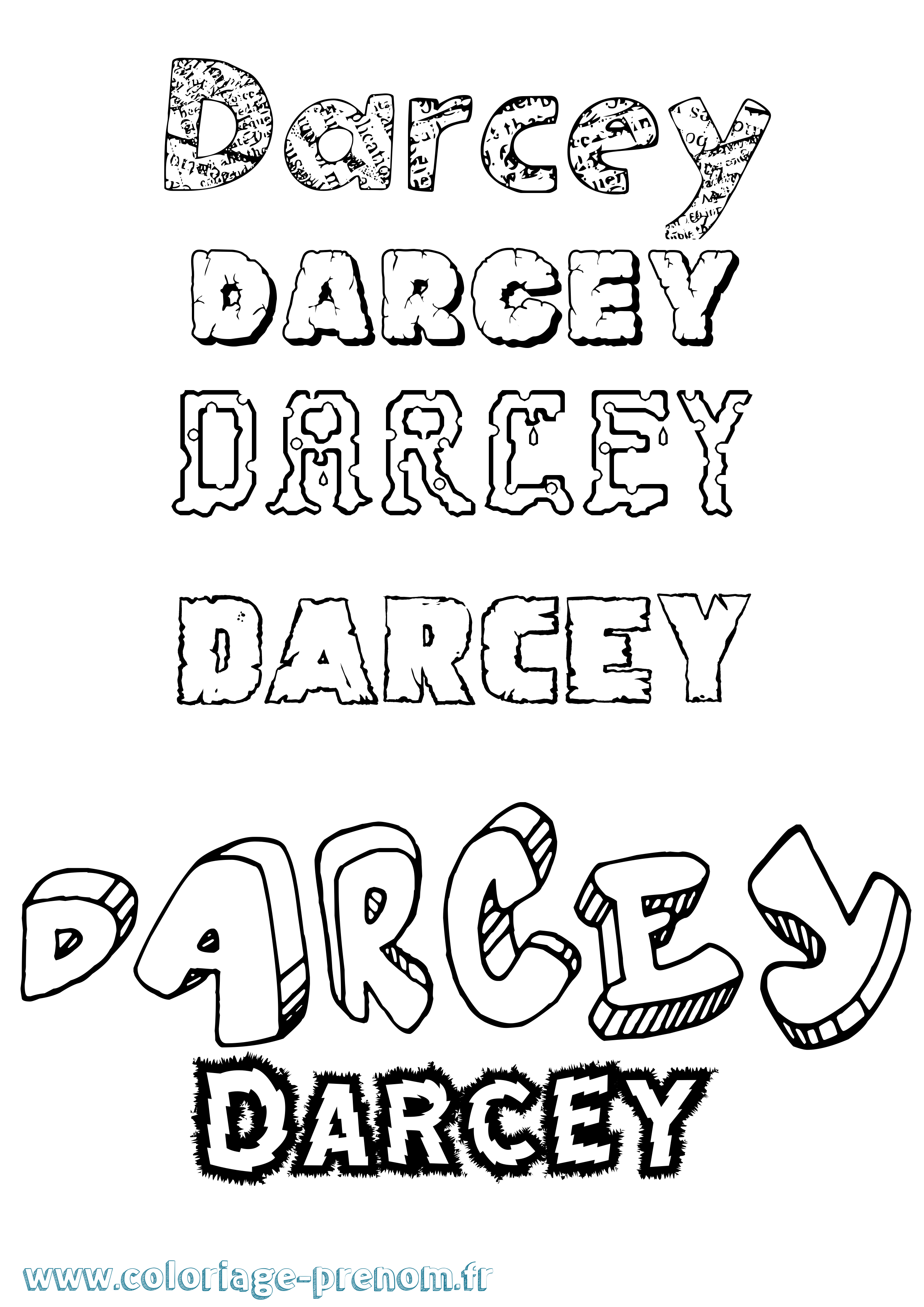 Coloriage prénom Darcey Destructuré