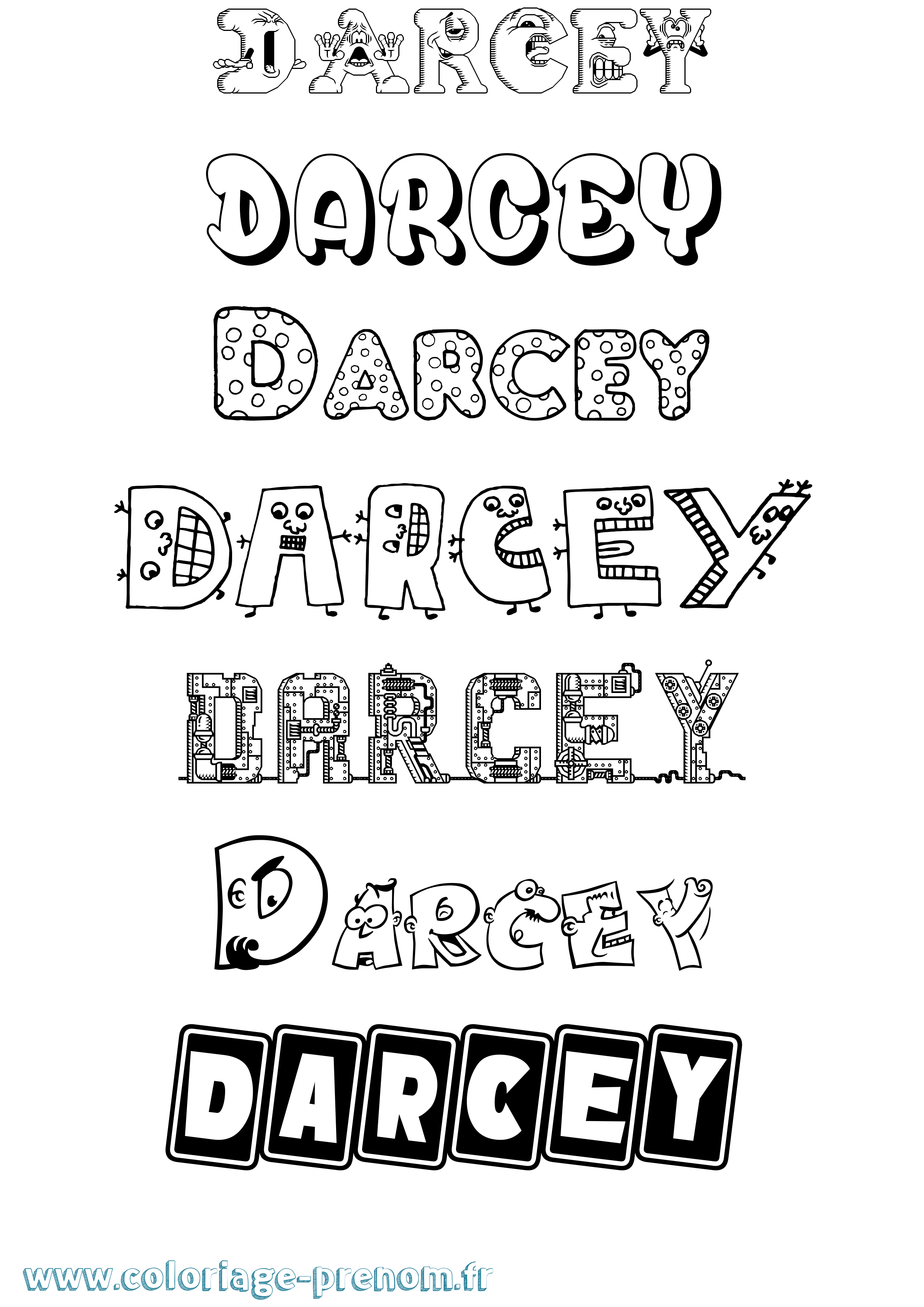 Coloriage prénom Darcey Fun