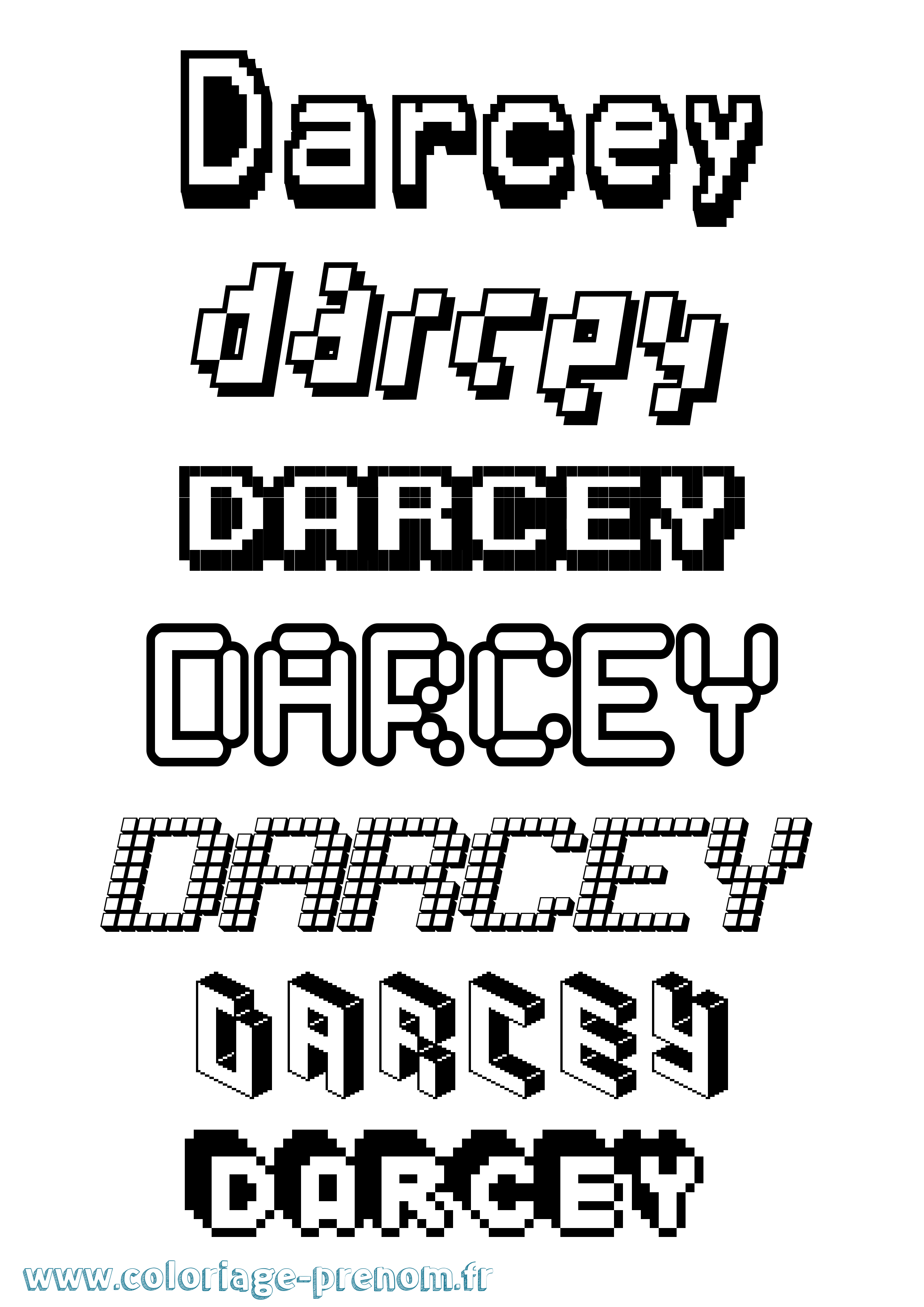 Coloriage prénom Darcey Pixel