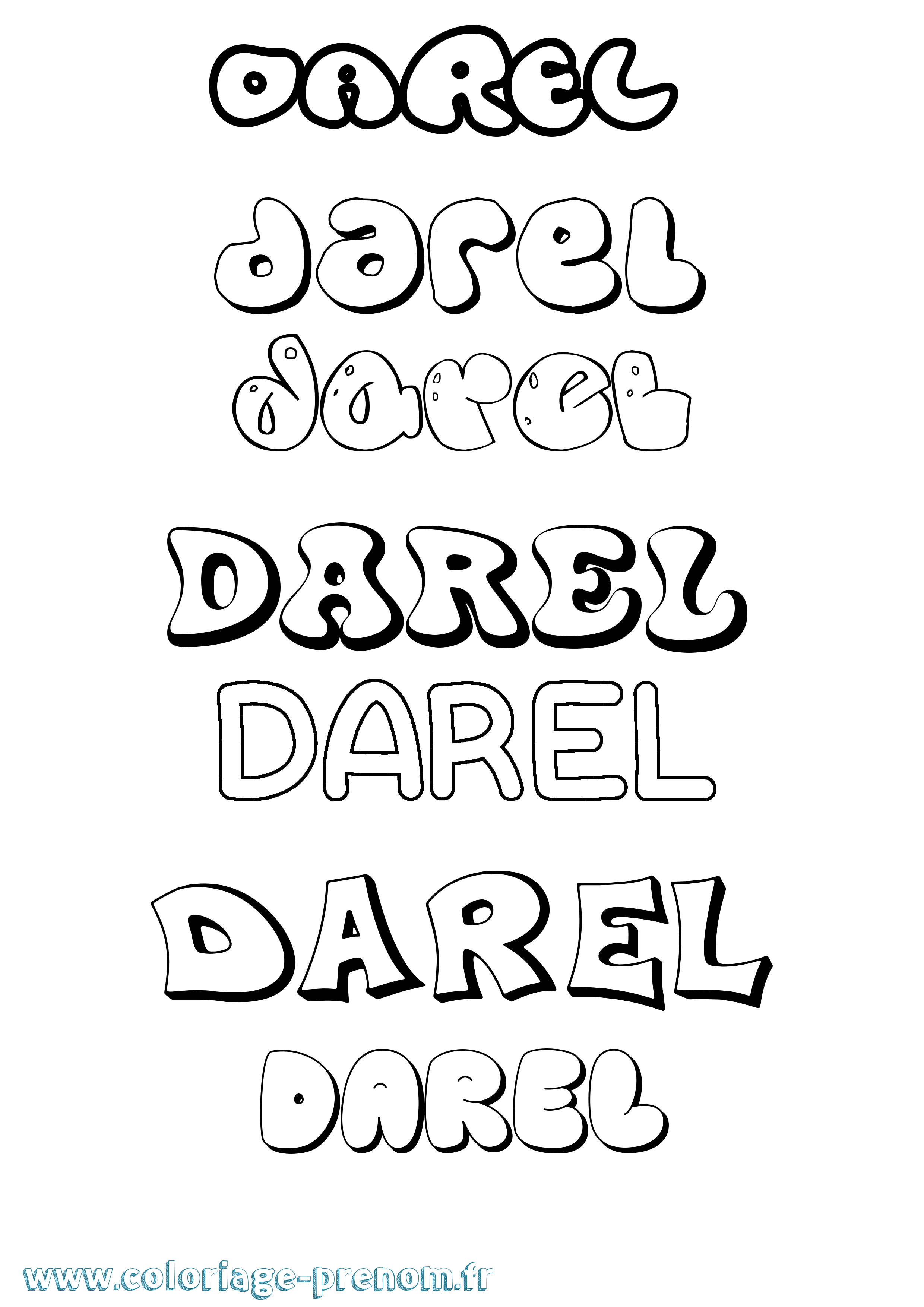 Coloriage prénom Darel Bubble