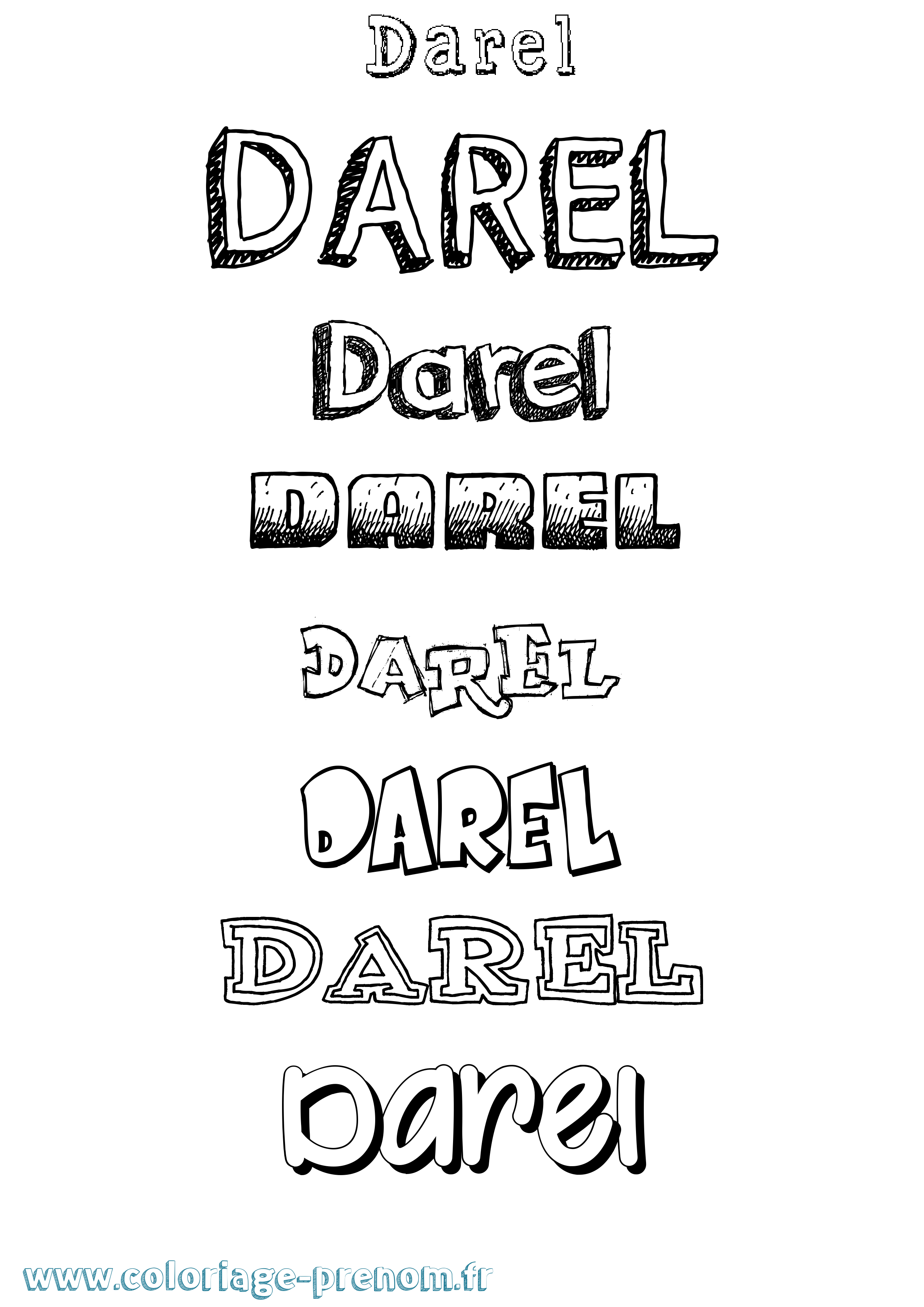 Coloriage prénom Darel Dessiné