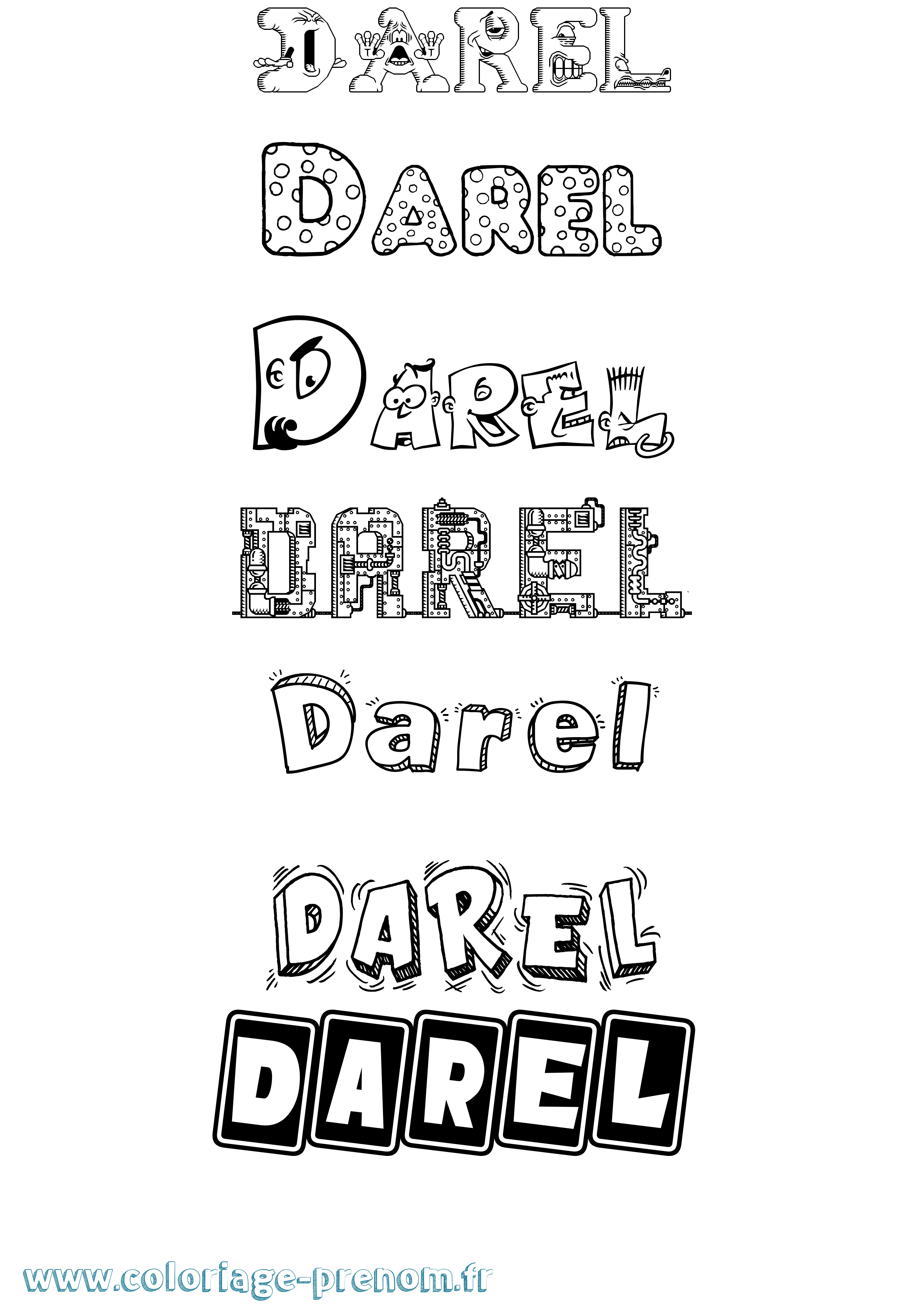 Coloriage prénom Darel Fun