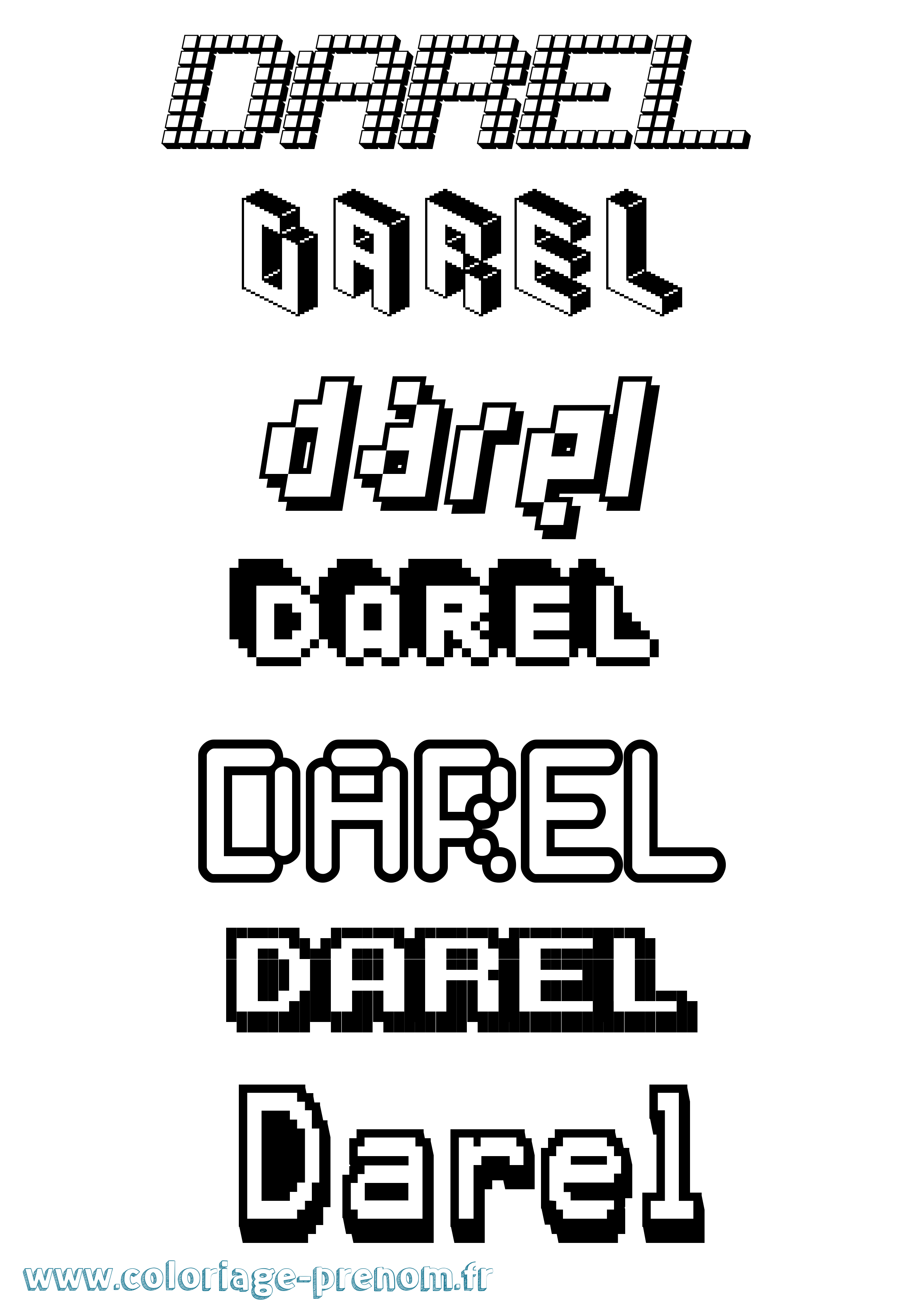 Coloriage prénom Darel Pixel