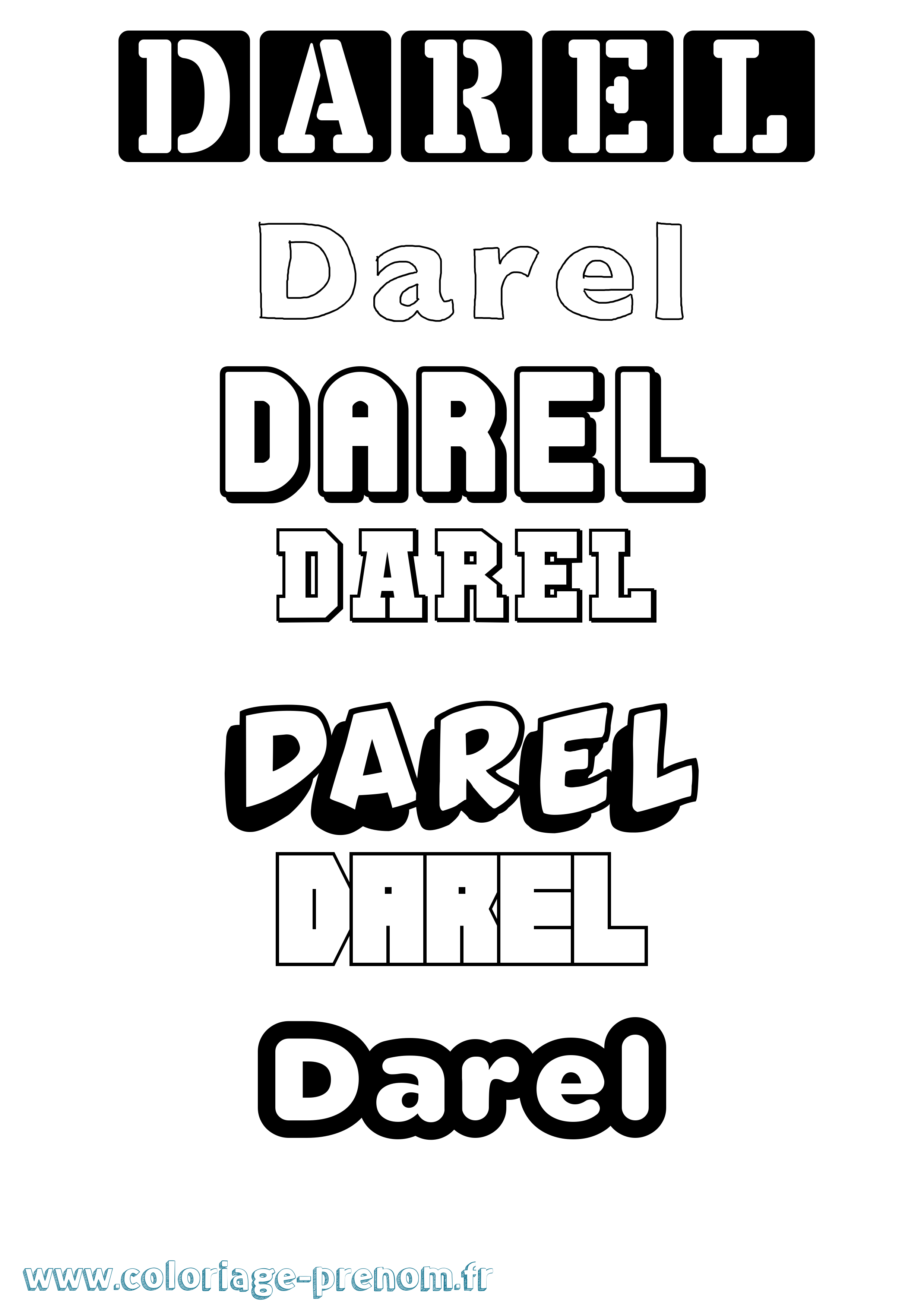Coloriage prénom Darel Simple