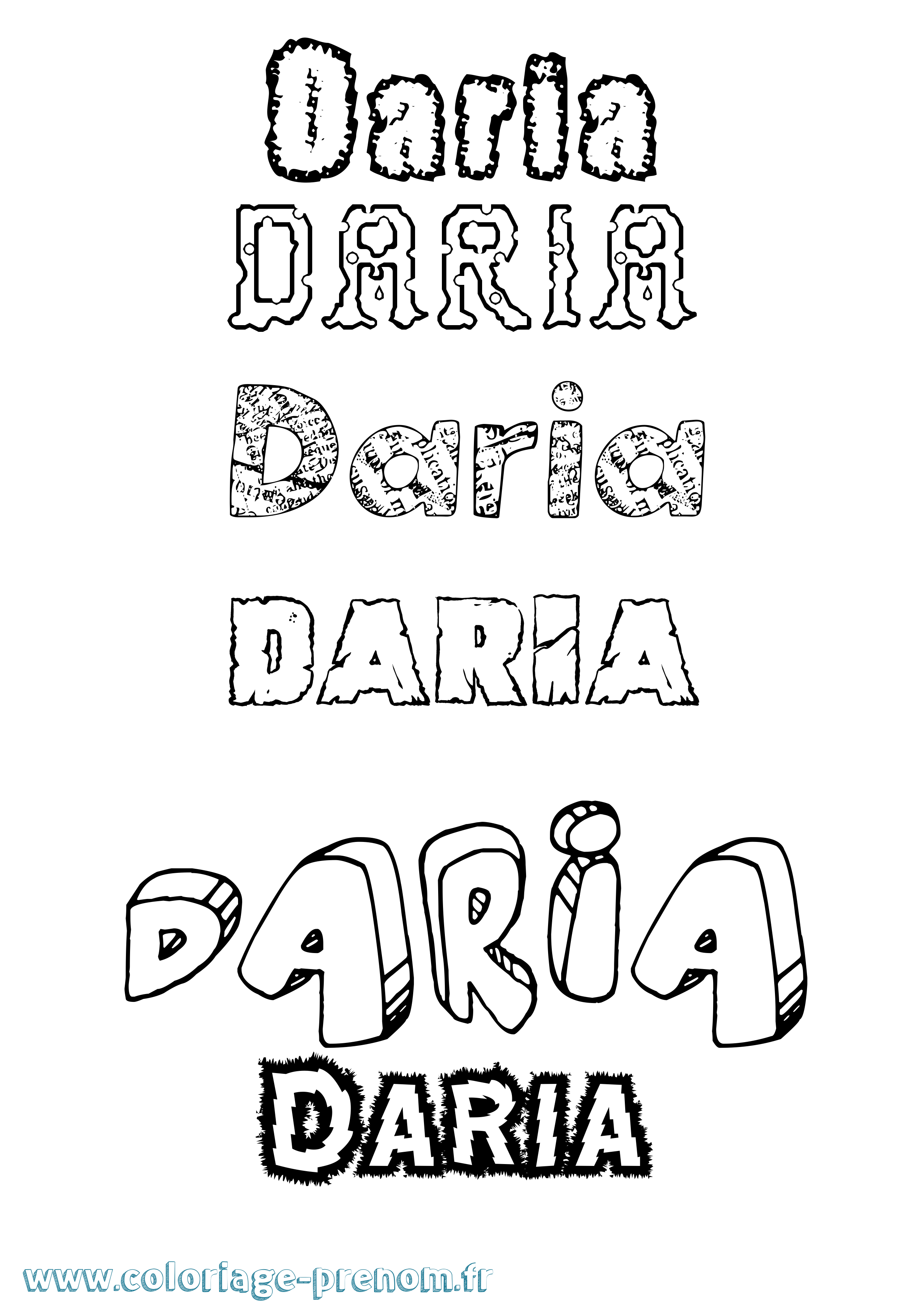Coloriage prénom Daria Destructuré