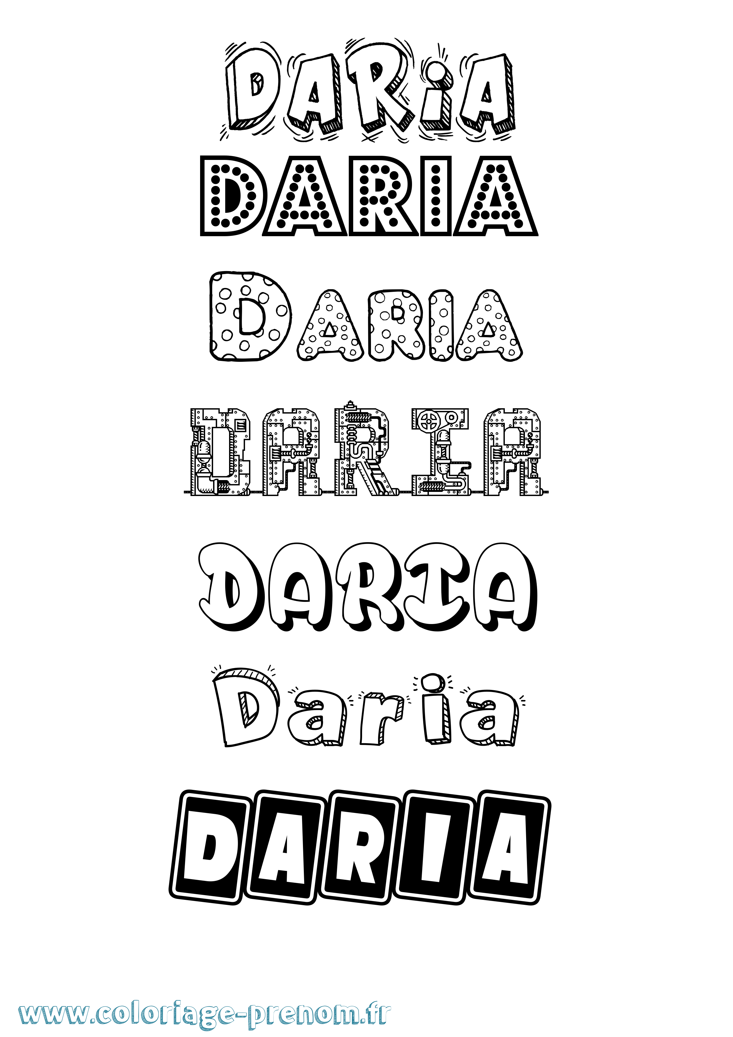 Coloriage prénom Daria Fun