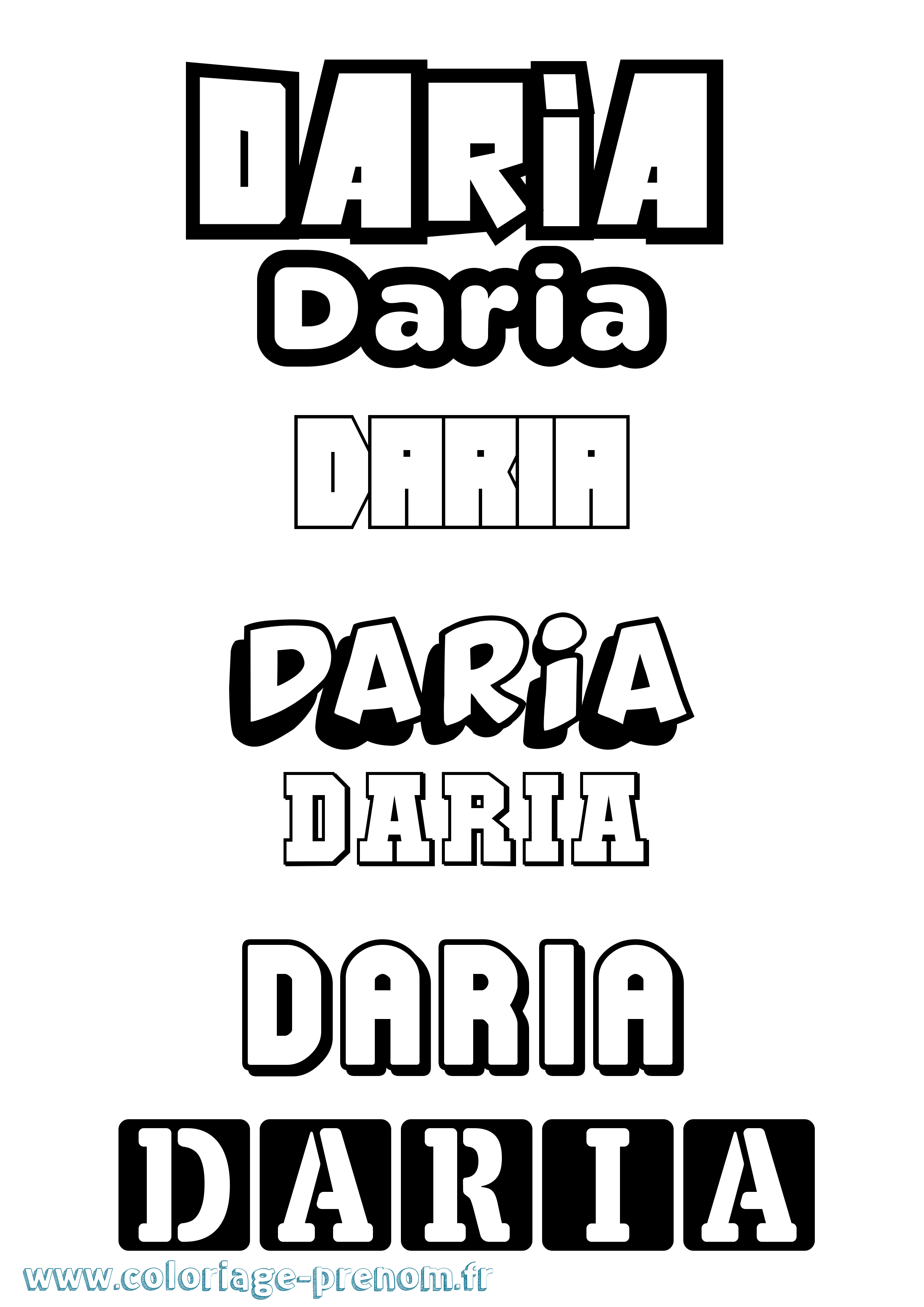 Coloriage prénom Daria Simple