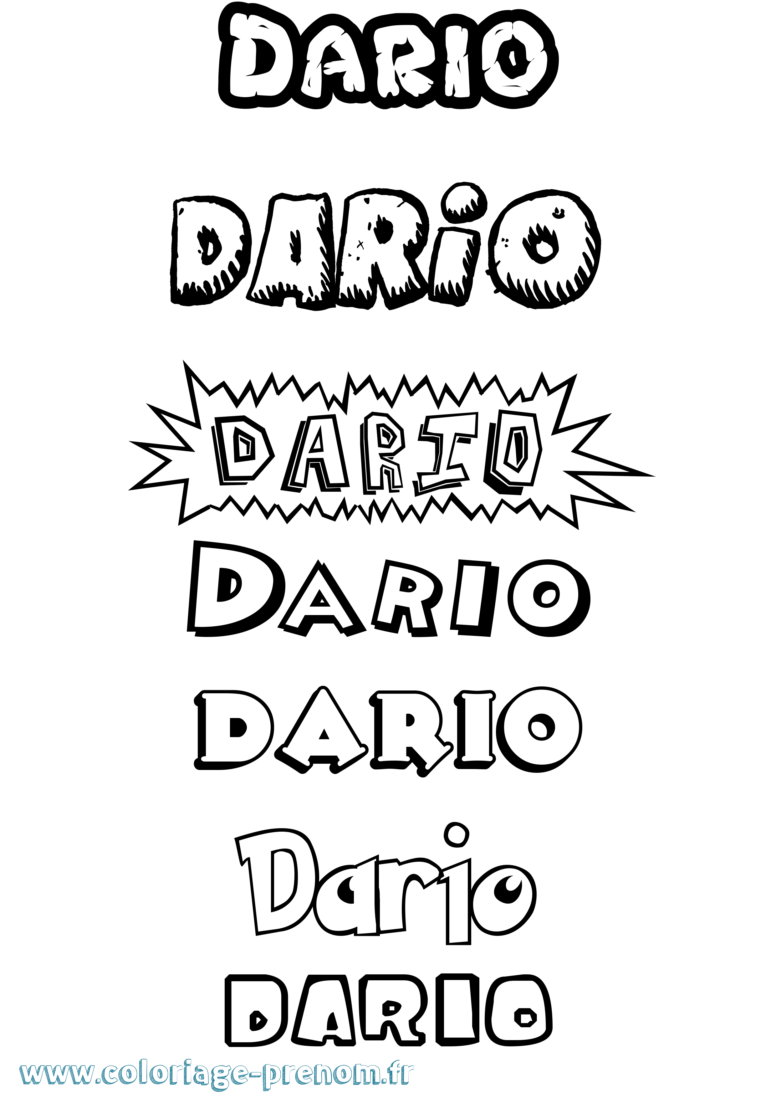 Coloriage Dario Dessin Animé Coloriage prénom Dario Dessin Animé