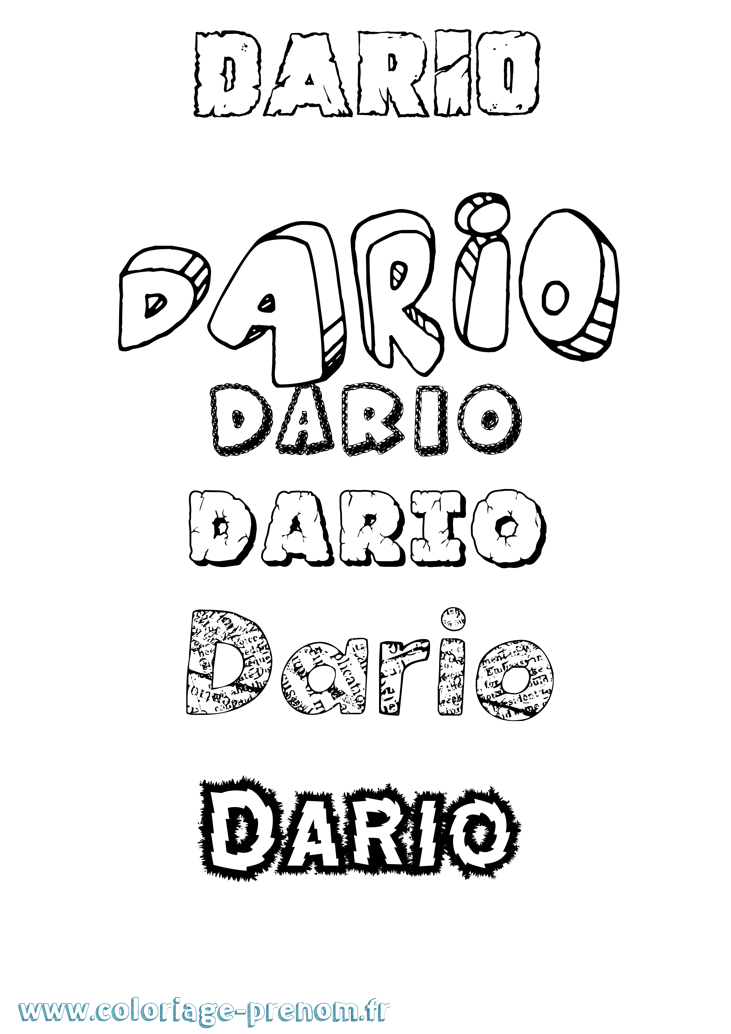 Coloriage Dario Destructuré Coloriage prénom Dario Destructuré