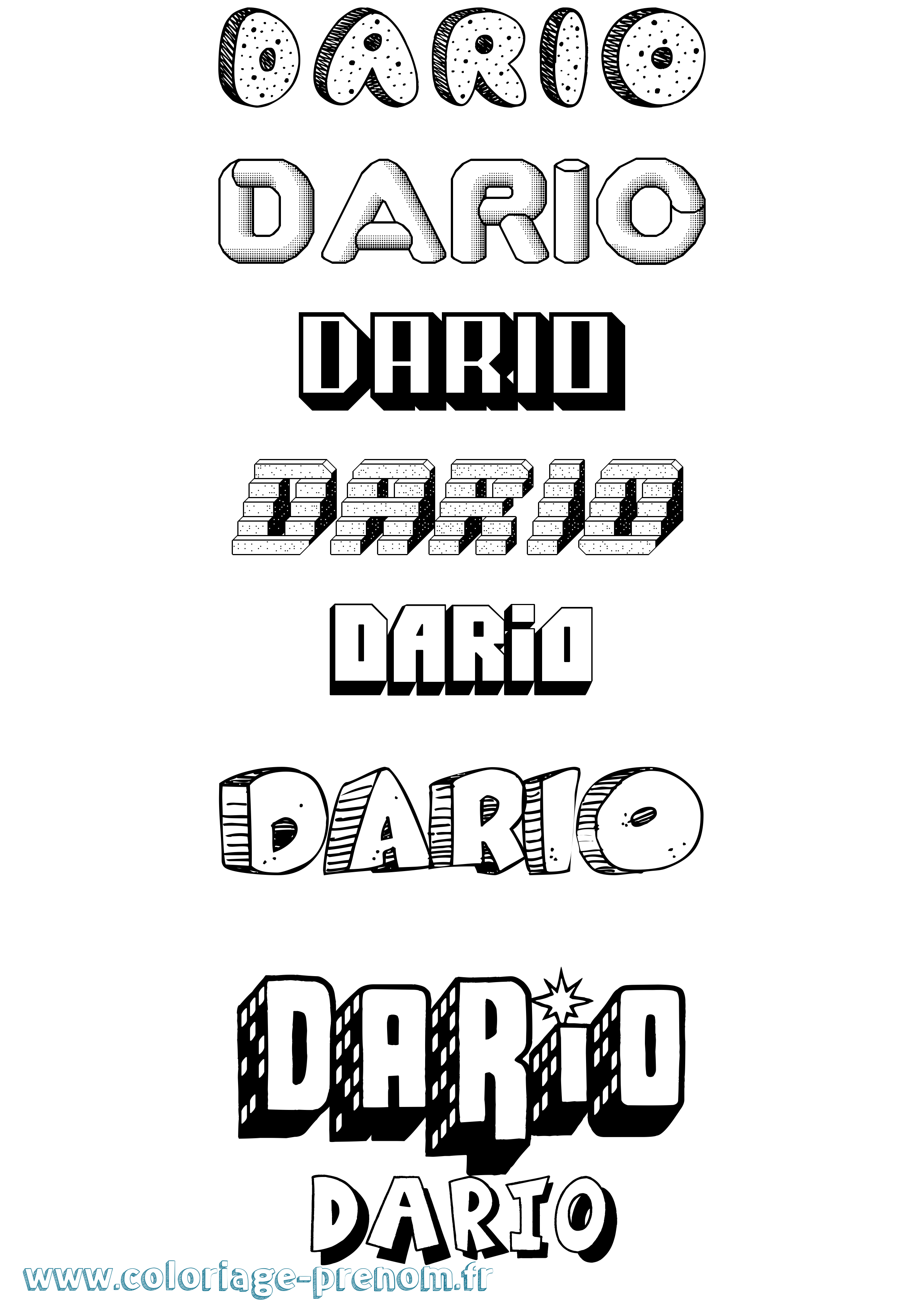 Coloriage Dario Effet 3D Coloriage prénom Dario Effet 3D