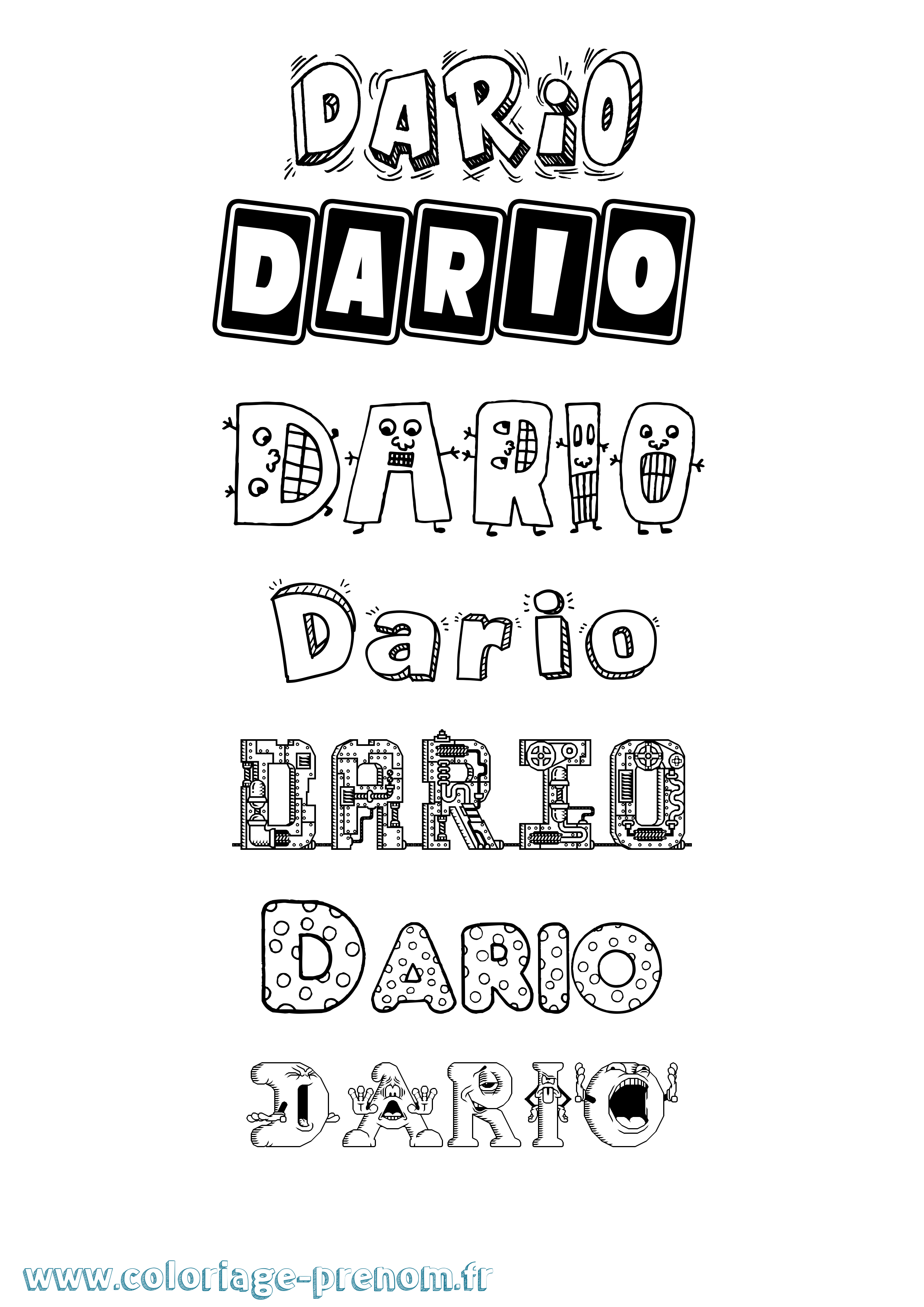 Coloriage prénom Dario Fun