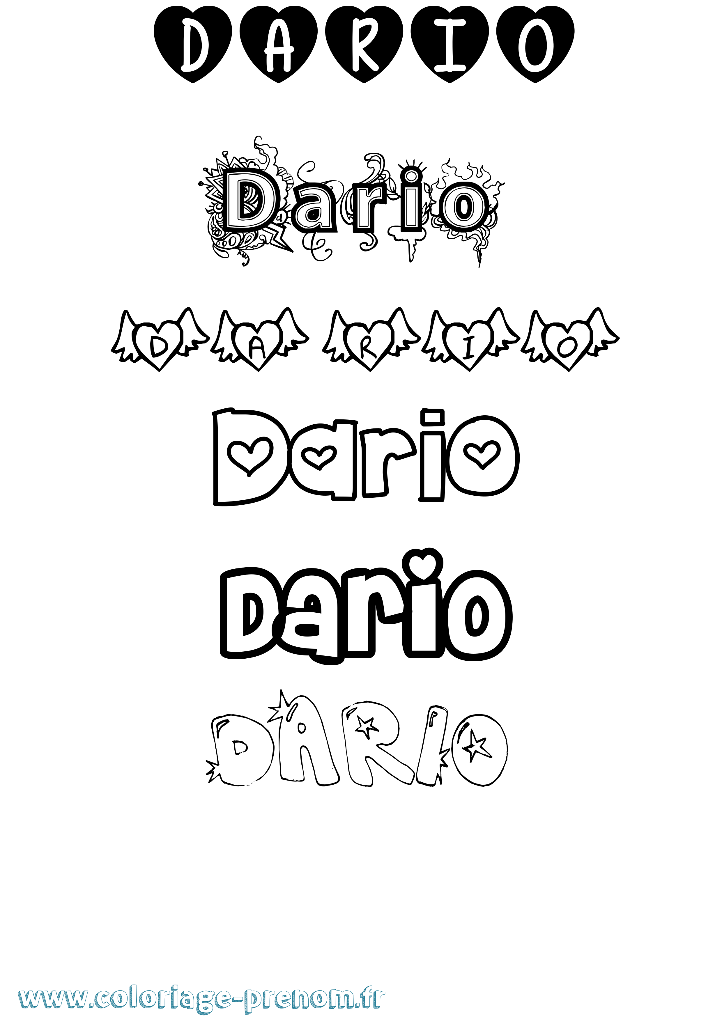 Coloriage Dario Girly Coloriage prénom Dario Girly