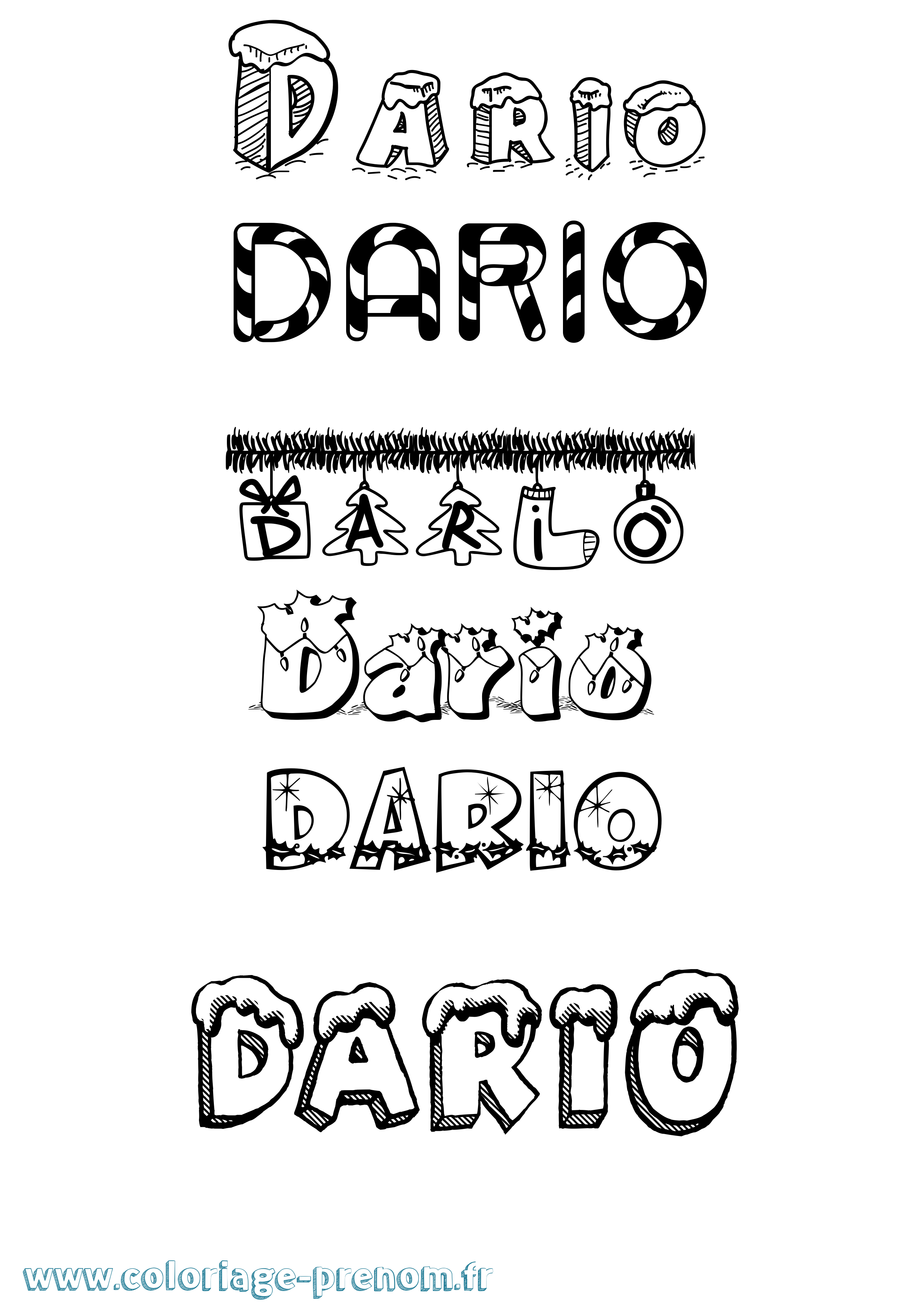 Coloriage prénom Dario Noël