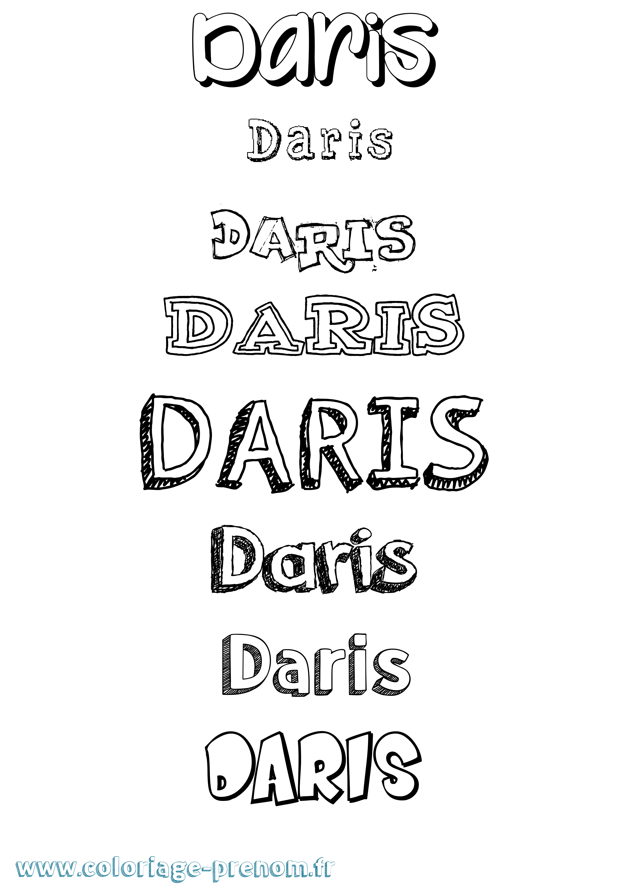 Coloriage prénom Daris Dessiné
