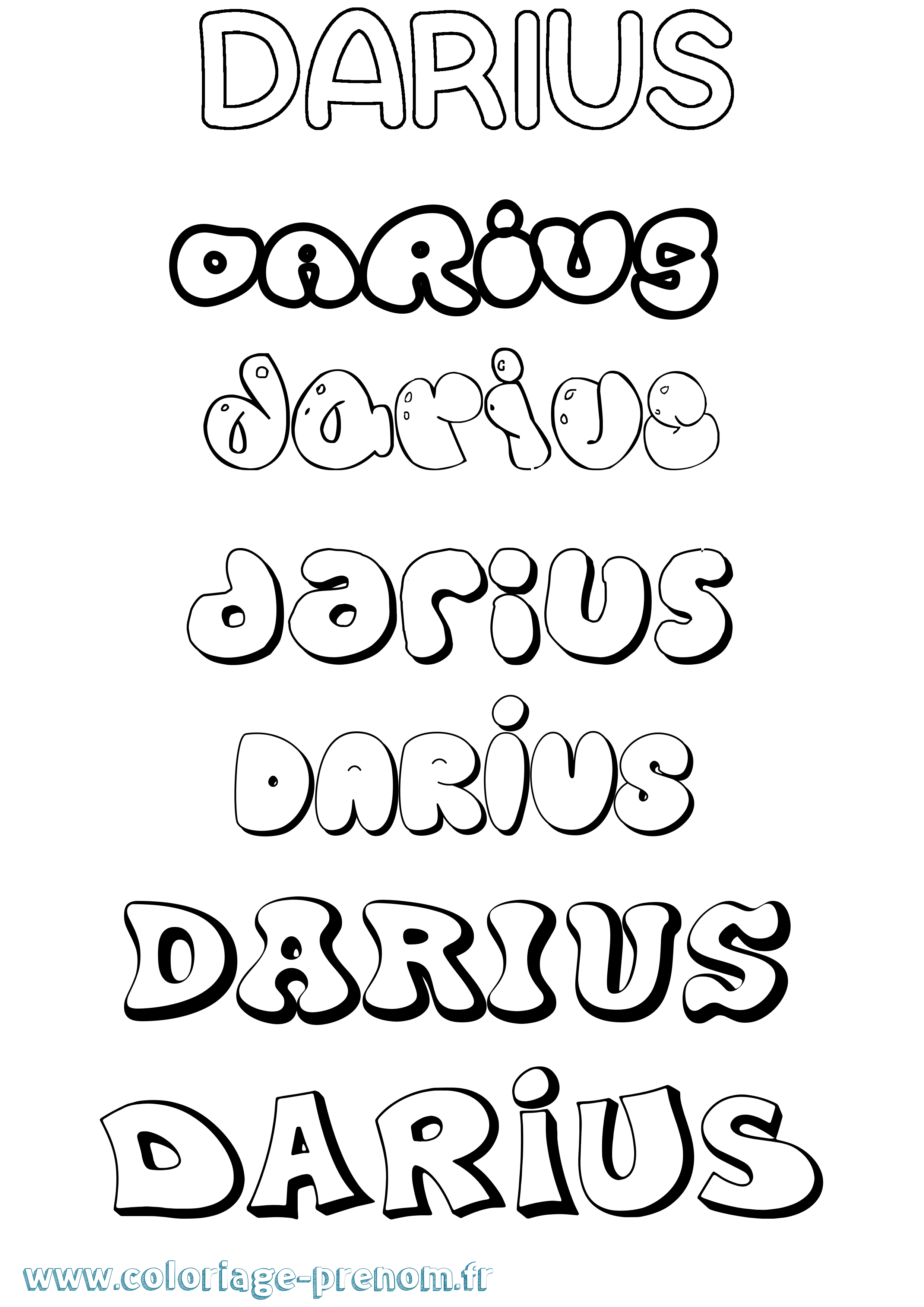 Coloriage prénom Darius Bubble