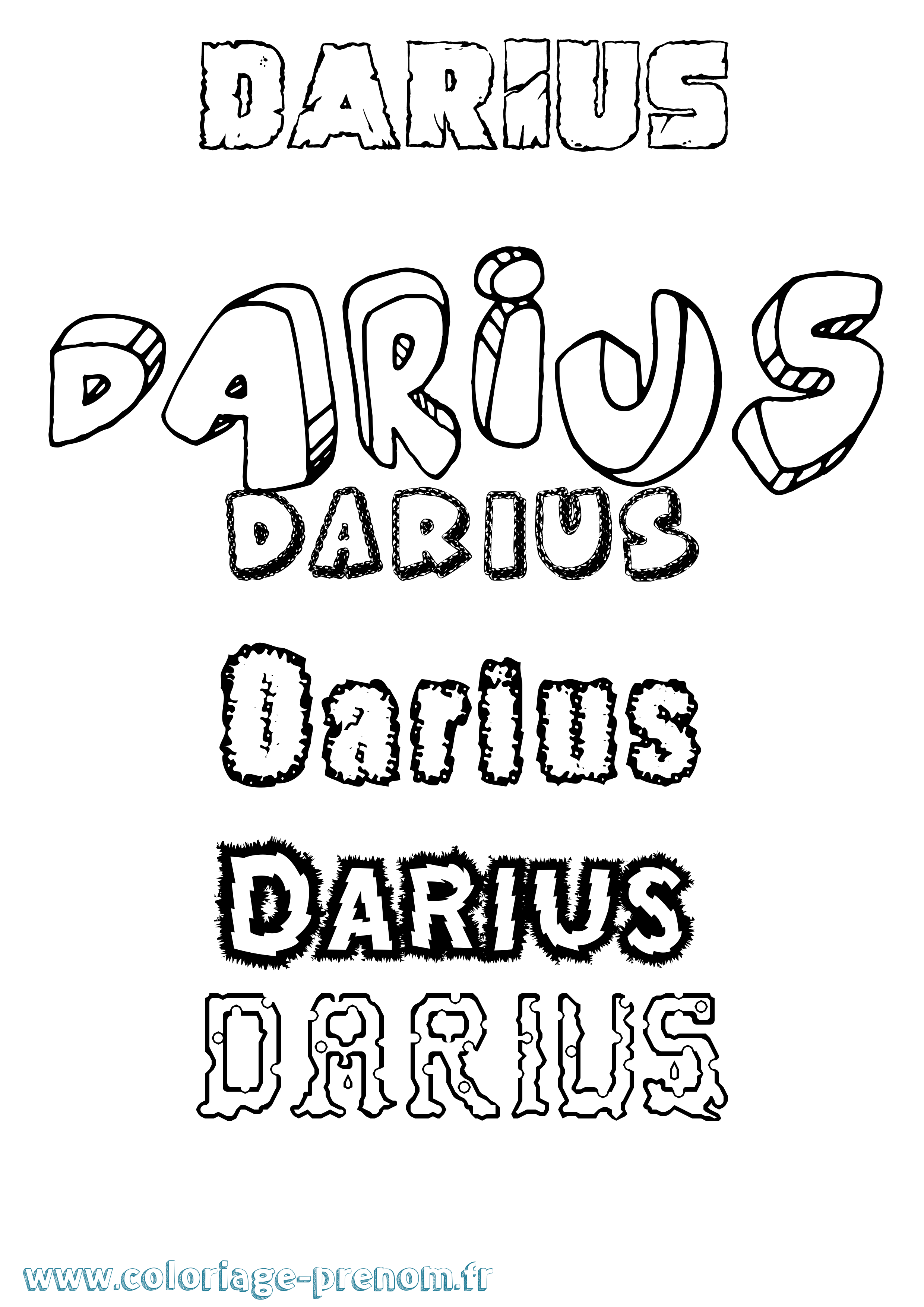 Coloriage prénom Darius Destructuré