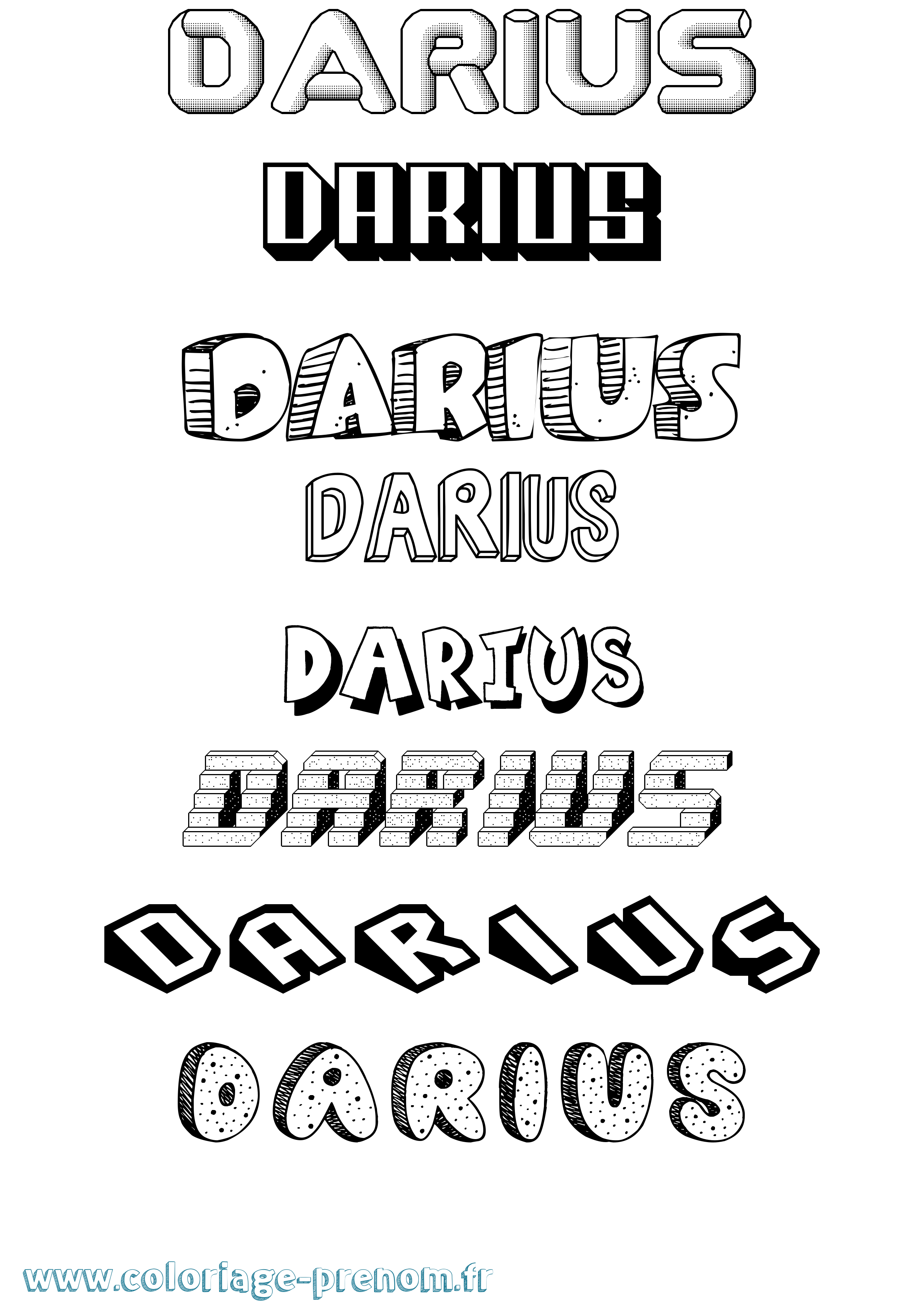 Coloriage prénom Darius Effet 3D