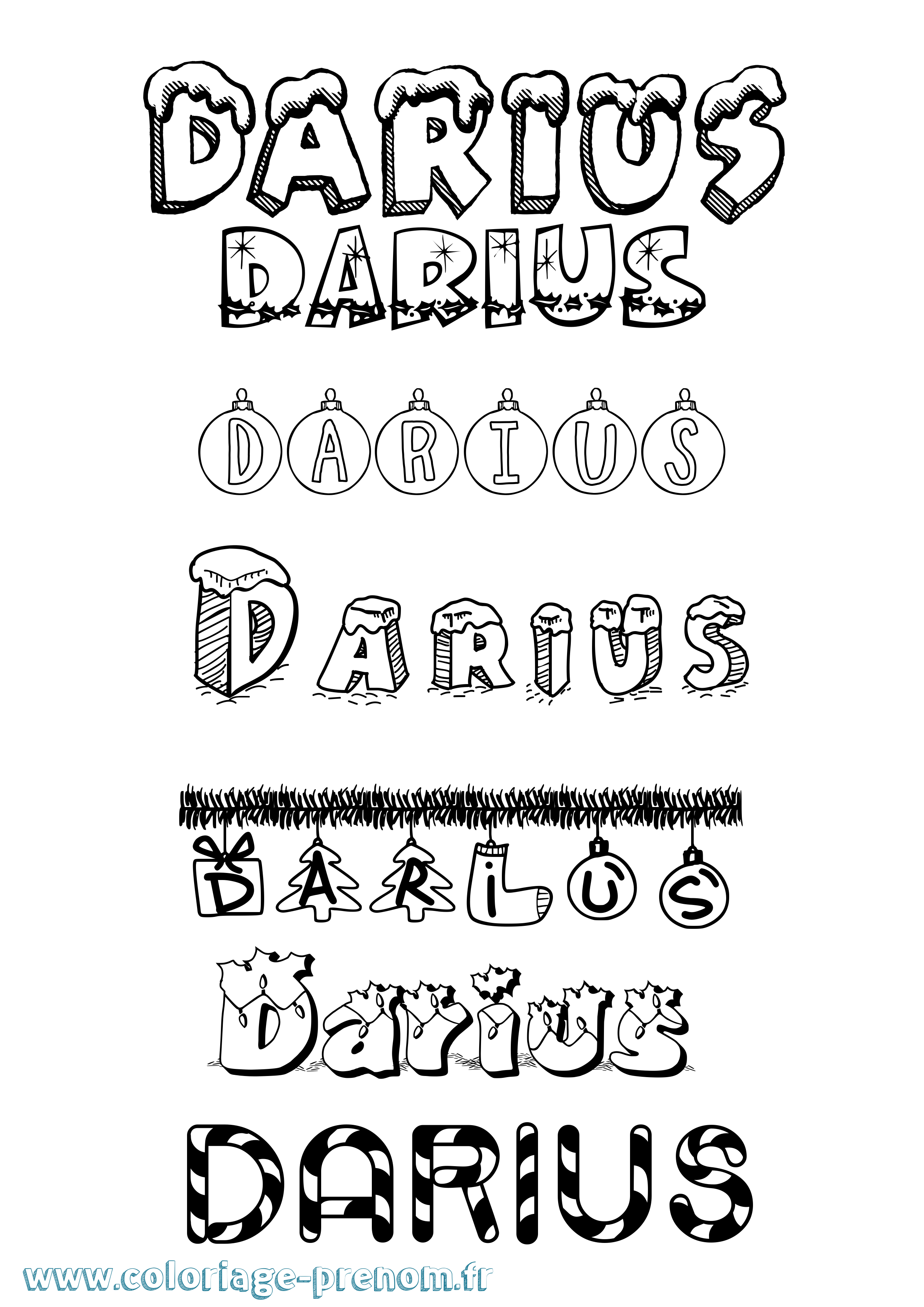 Coloriage prénom Darius Noël