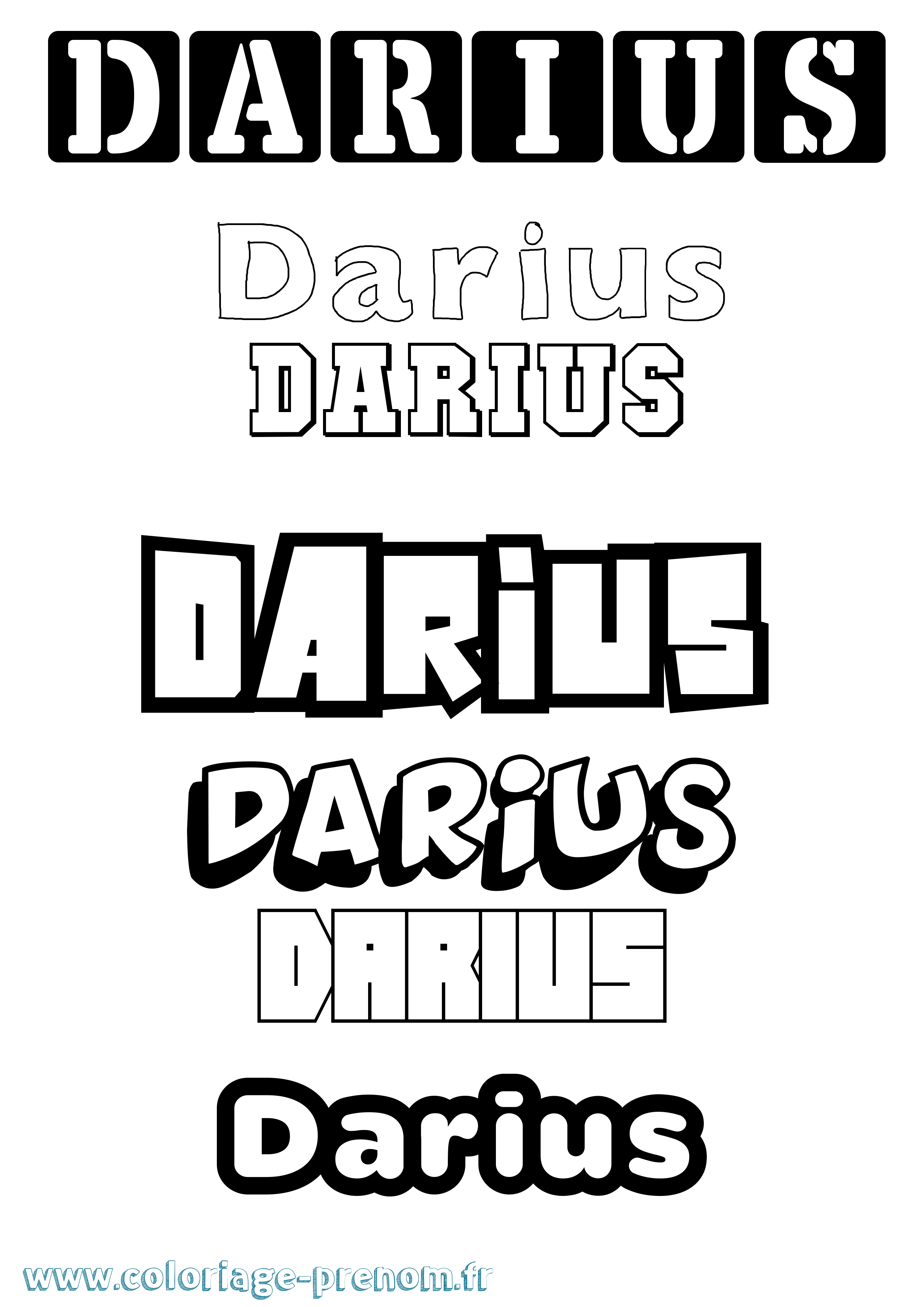 Coloriage prénom Darius Simple