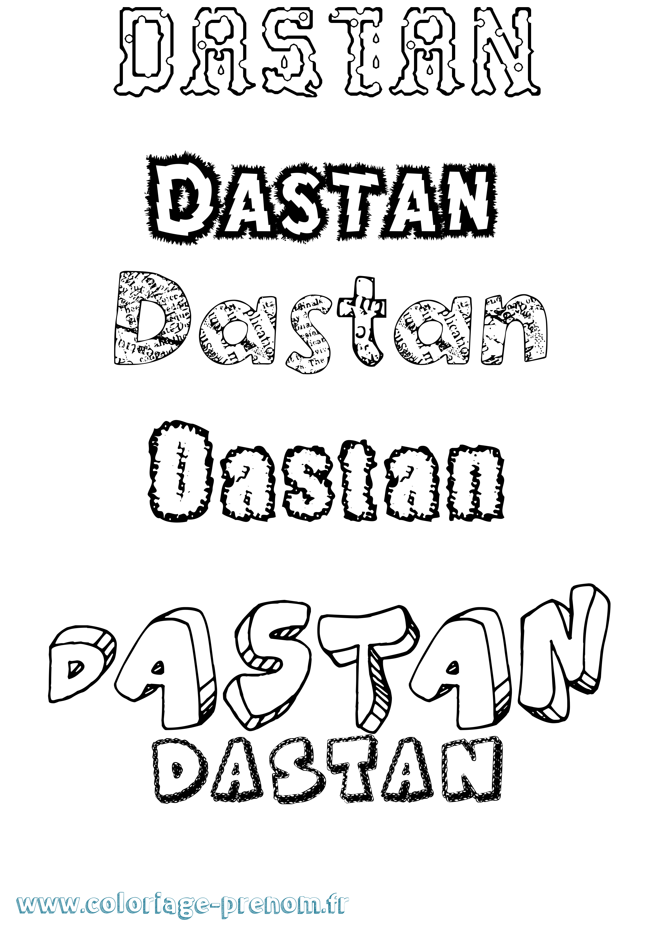 Coloriage prénom Dastan Destructuré