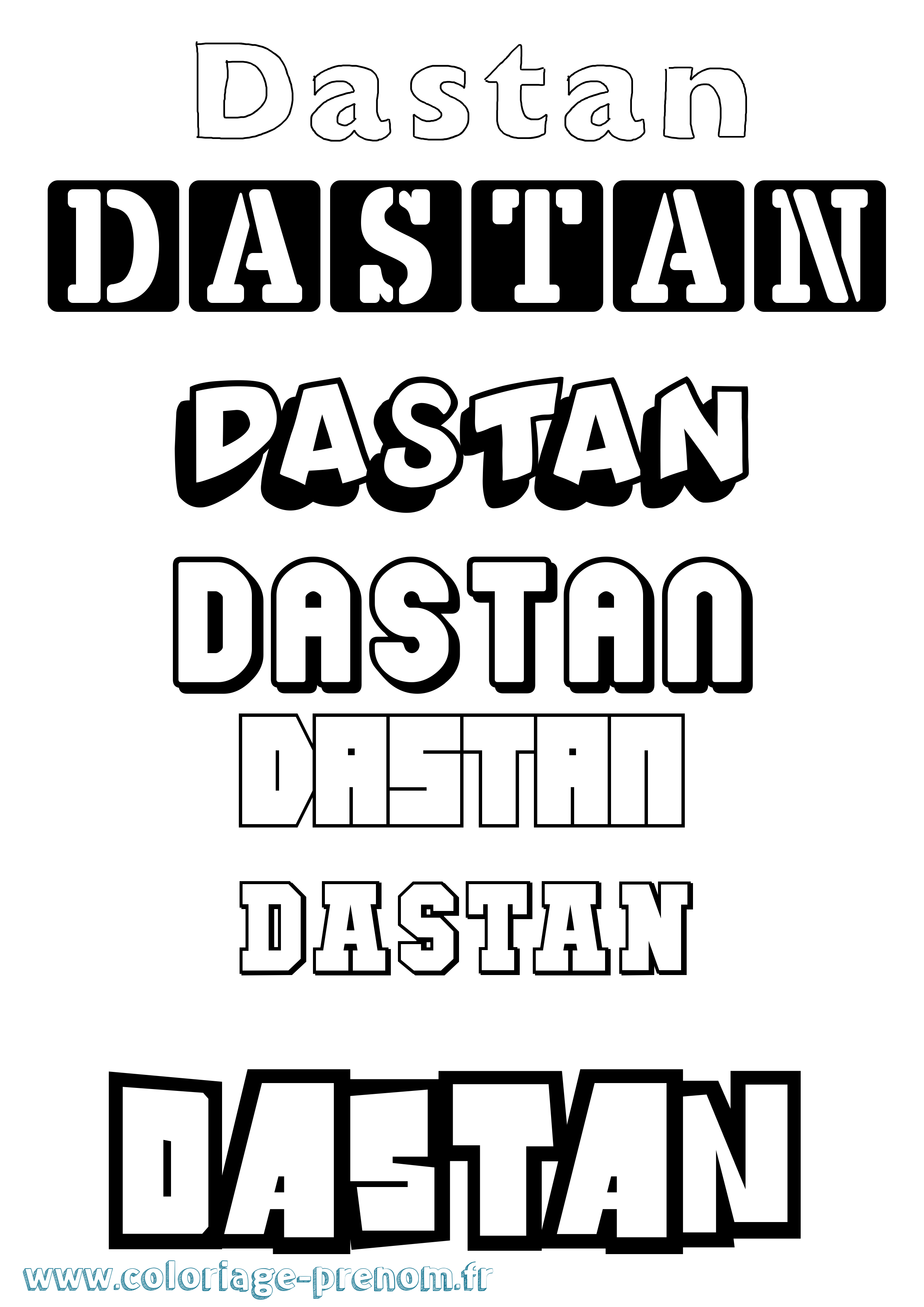 Coloriage prénom Dastan Simple