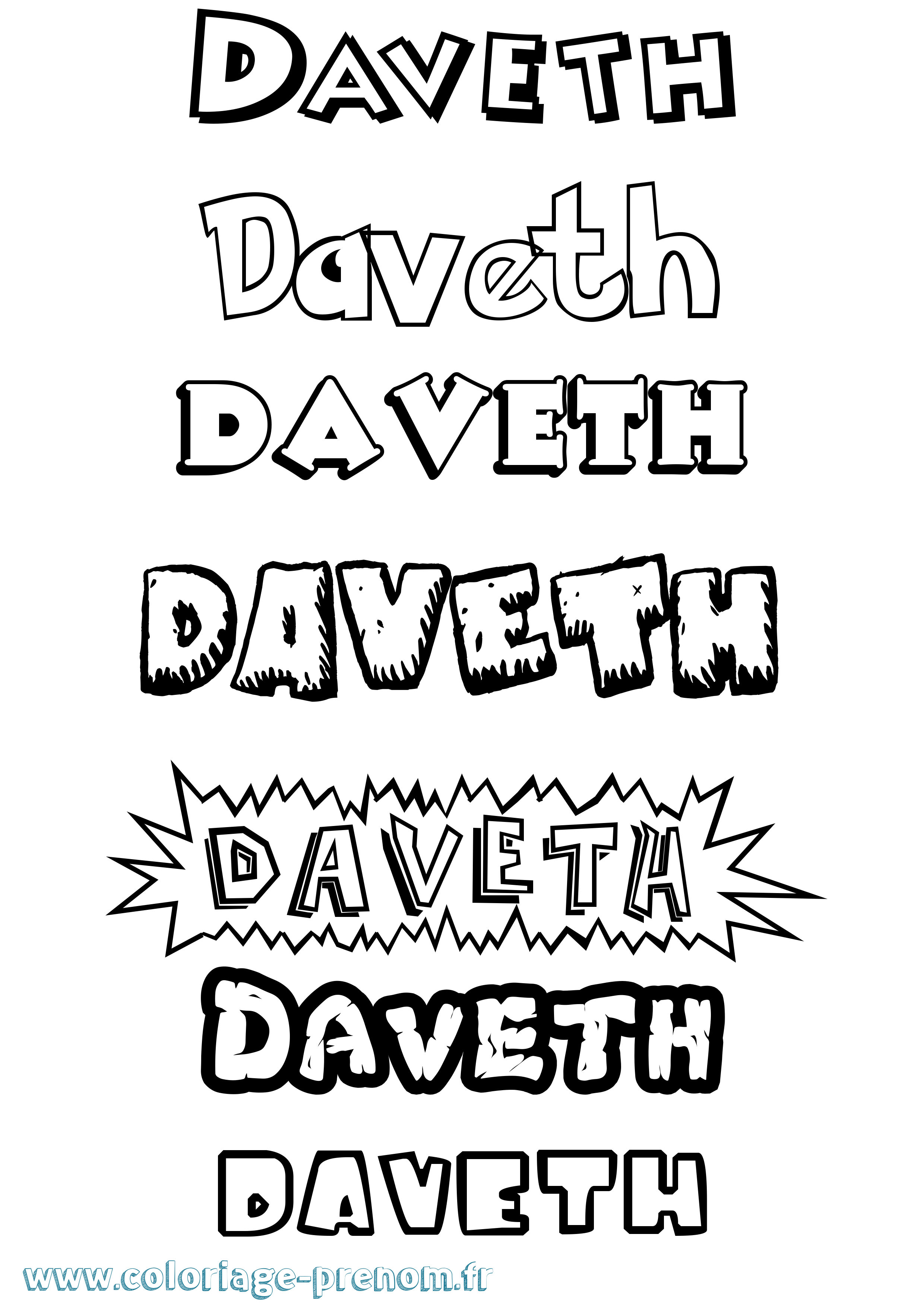 Coloriage Daveth Dessin Animé Coloriage prénom Daveth Dessin Animé