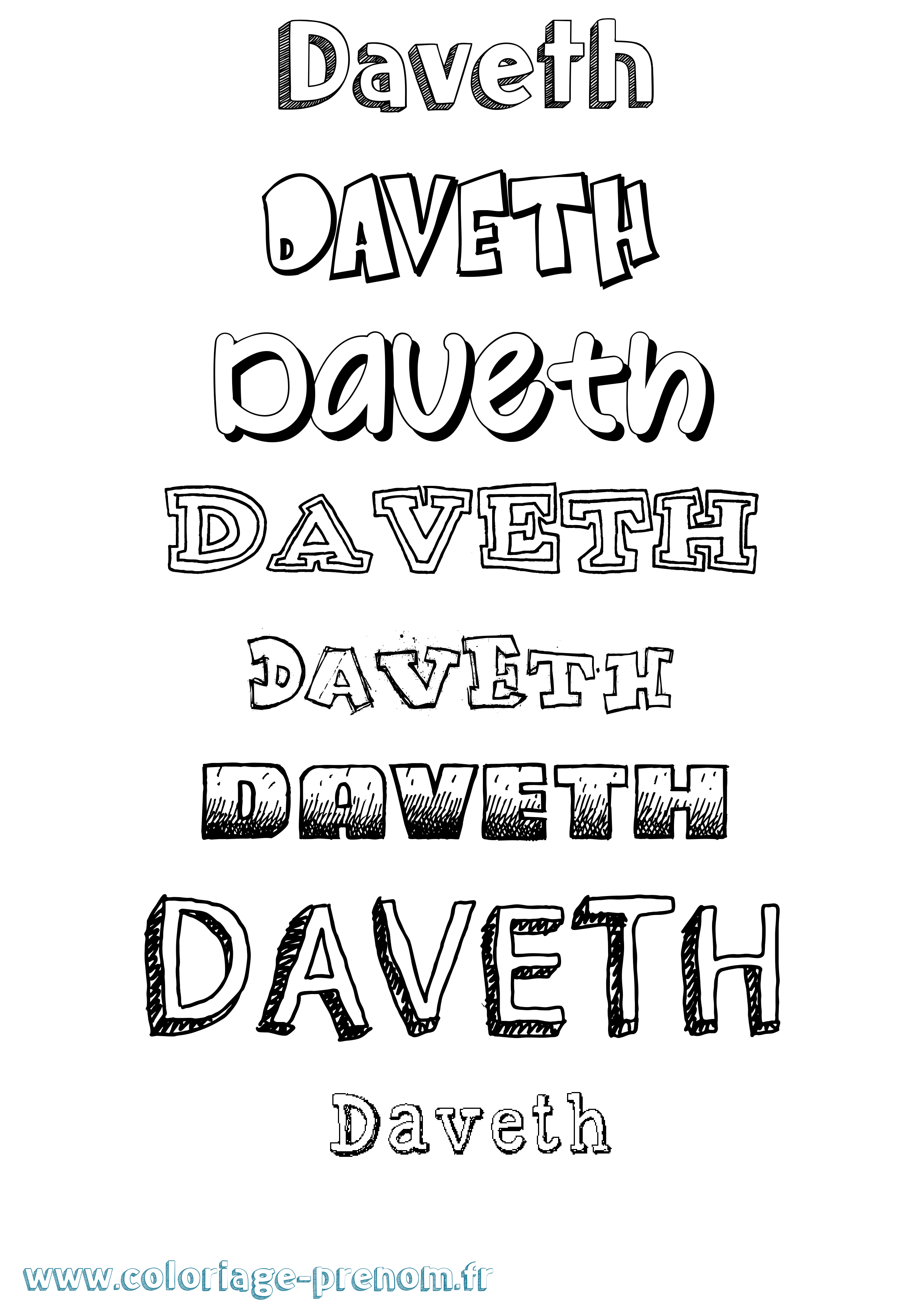 Coloriage prénom Daveth Dessiné