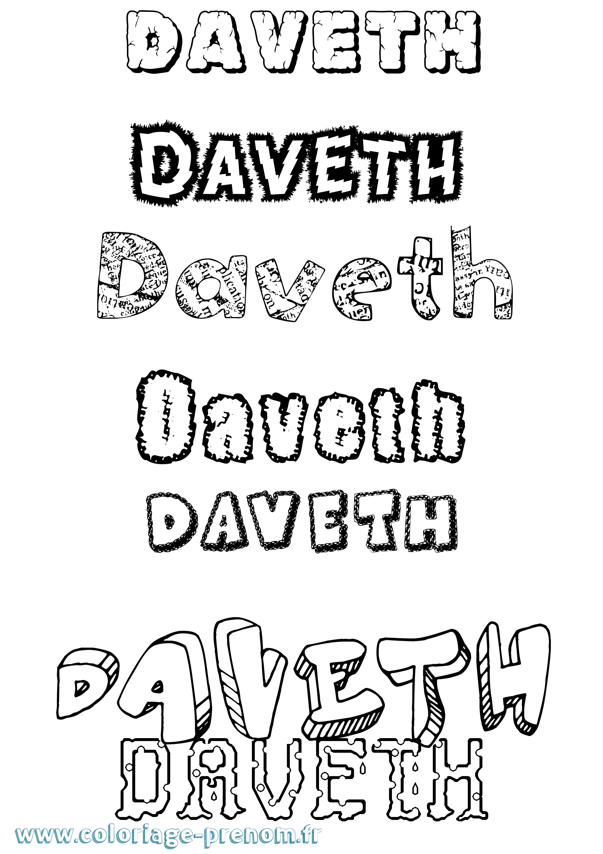 Coloriage prénom Daveth Destructuré