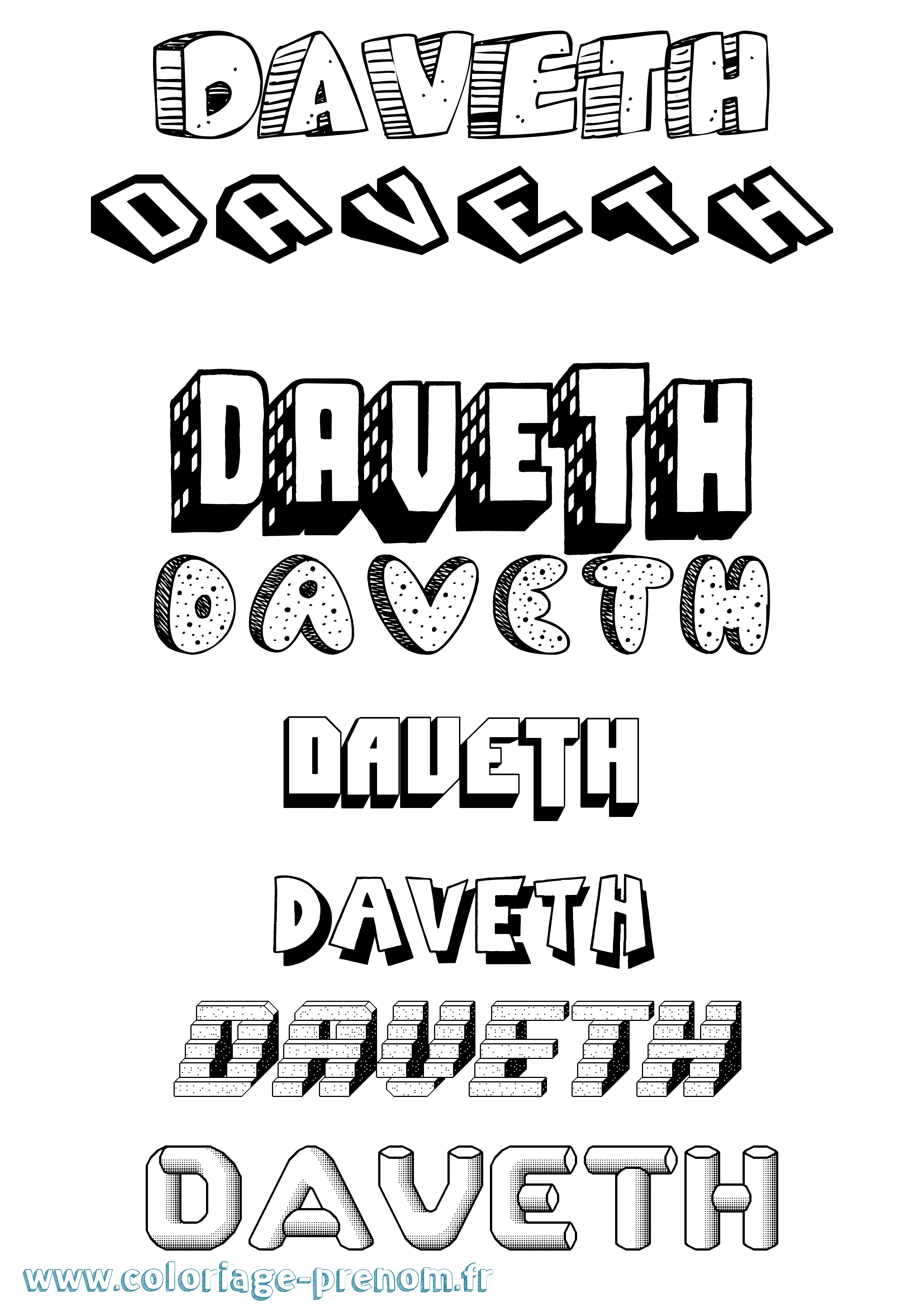 Coloriage prénom Daveth Effet 3D
