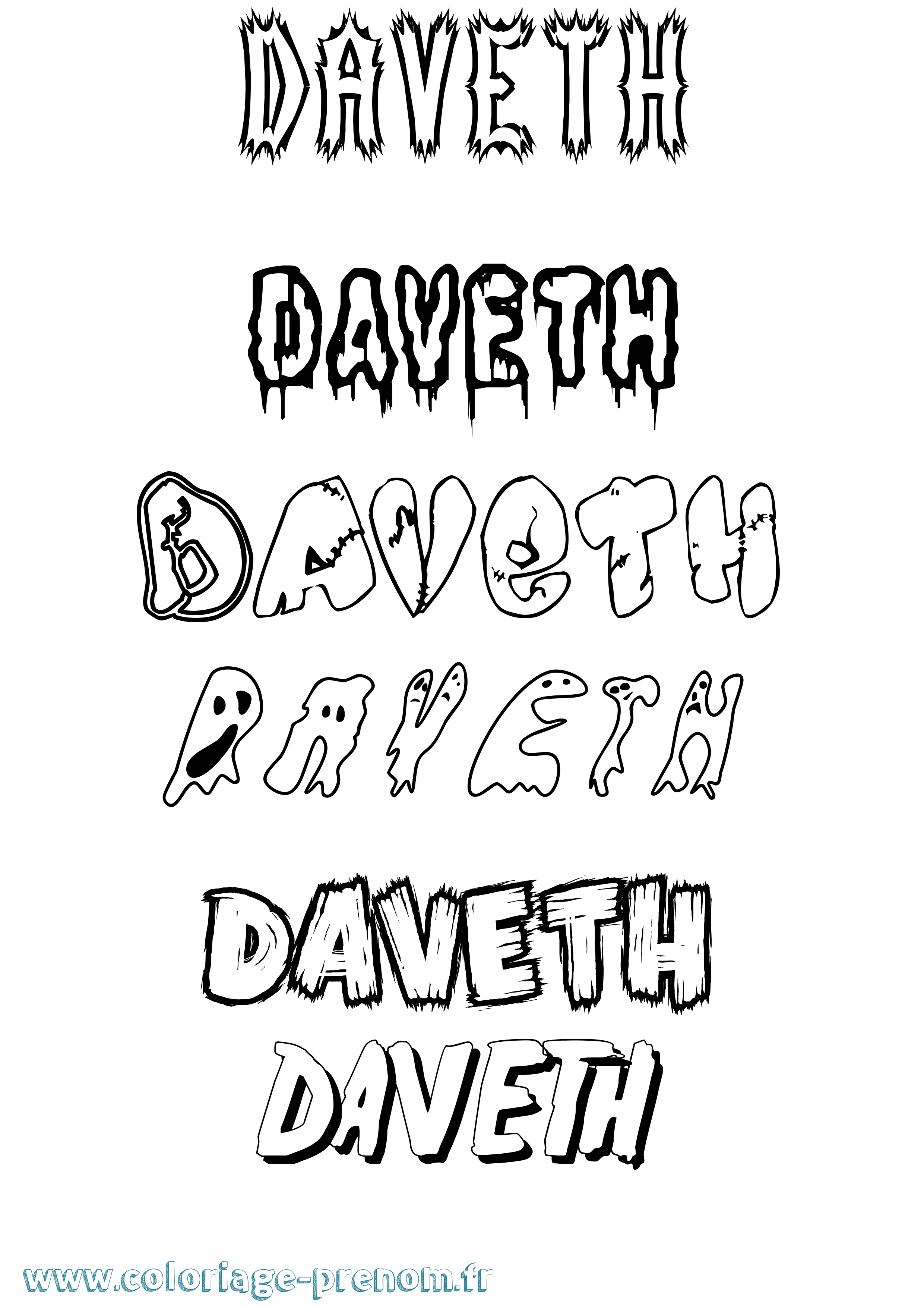 Coloriage prénom Daveth Frisson