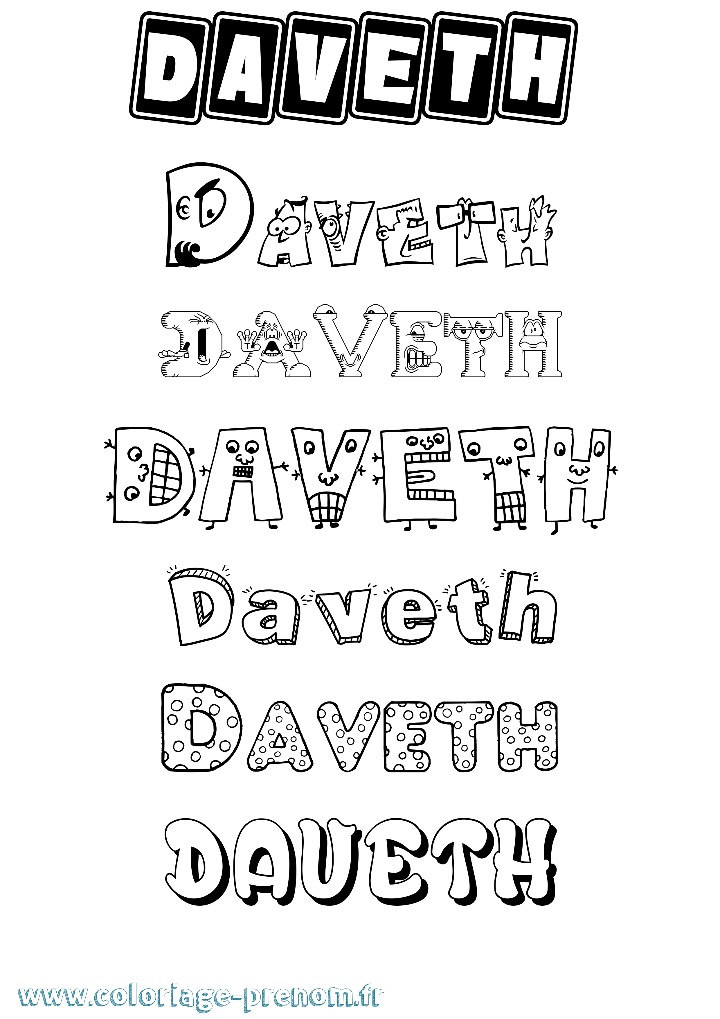 Coloriage prénom Daveth Fun