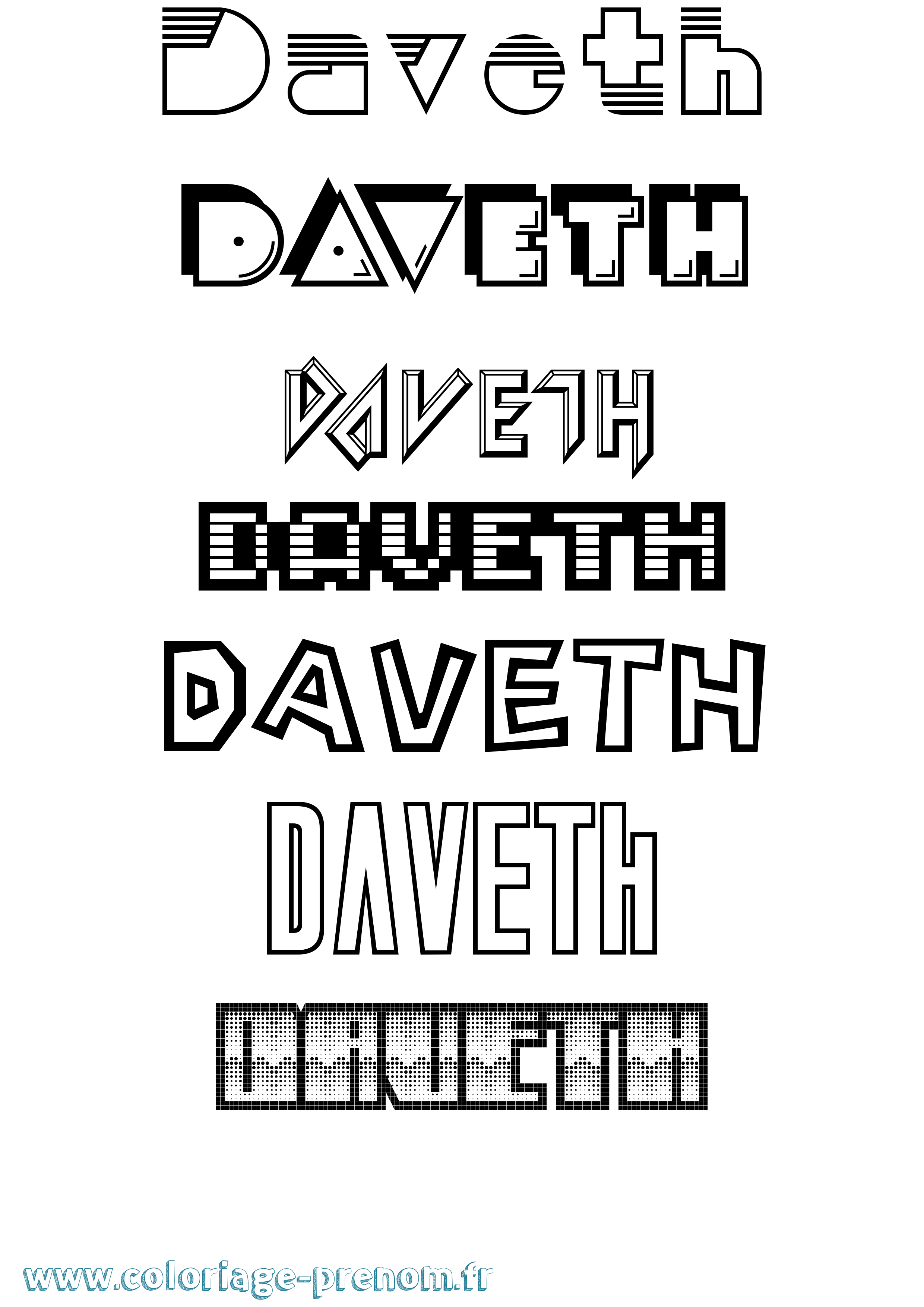 Coloriage prénom Daveth Jeux Vidéos