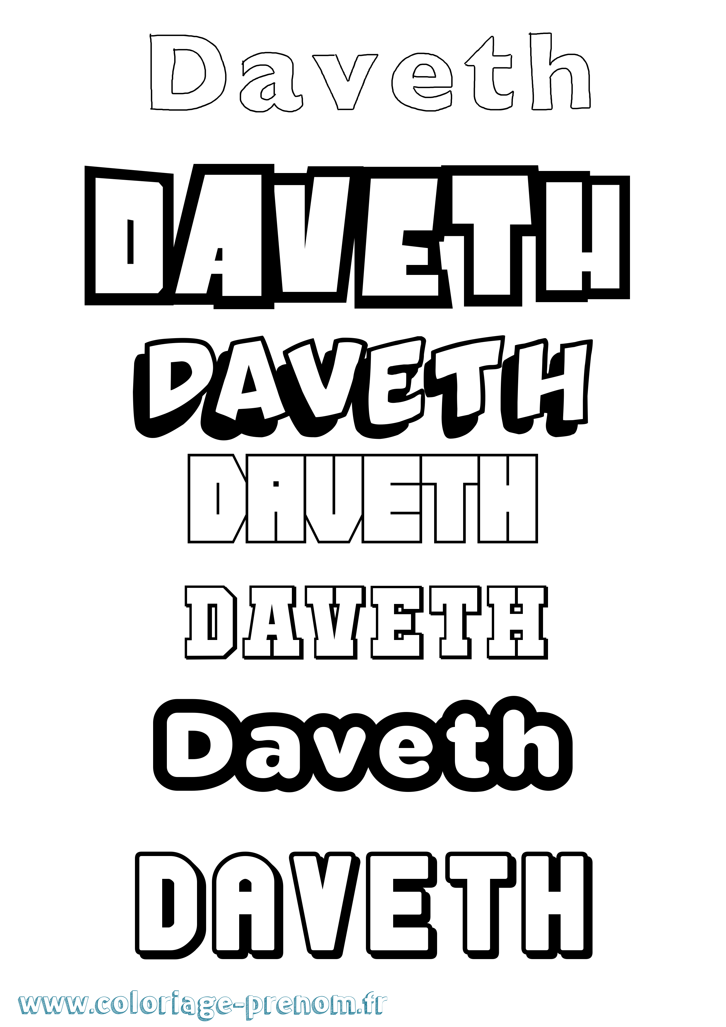 Coloriage prénom Daveth Simple