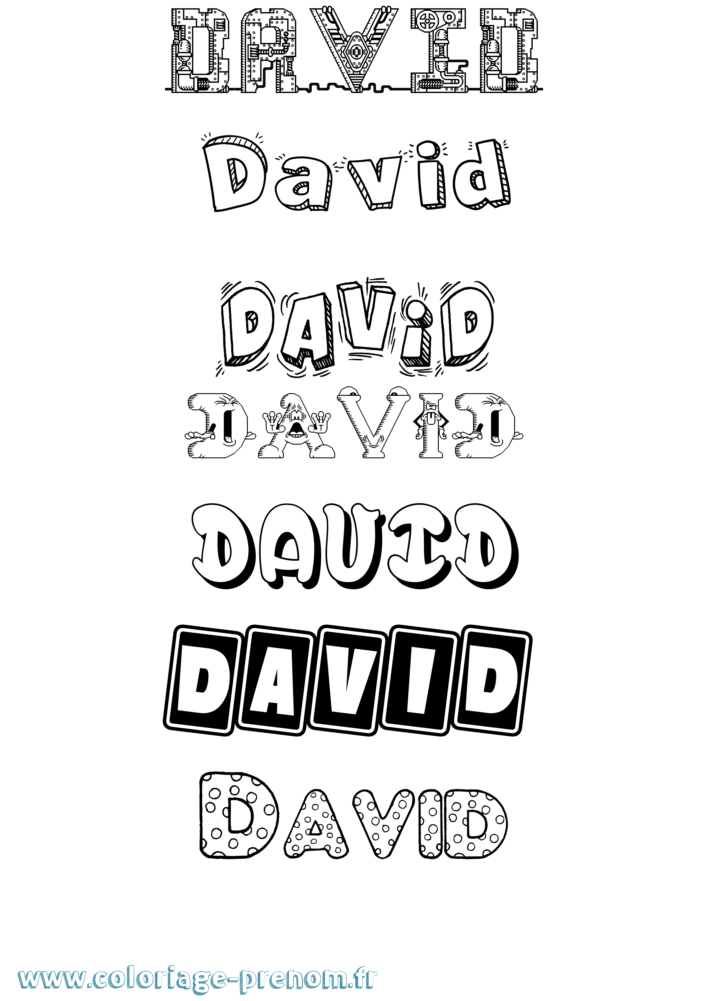 Coloriage prénom David Fun