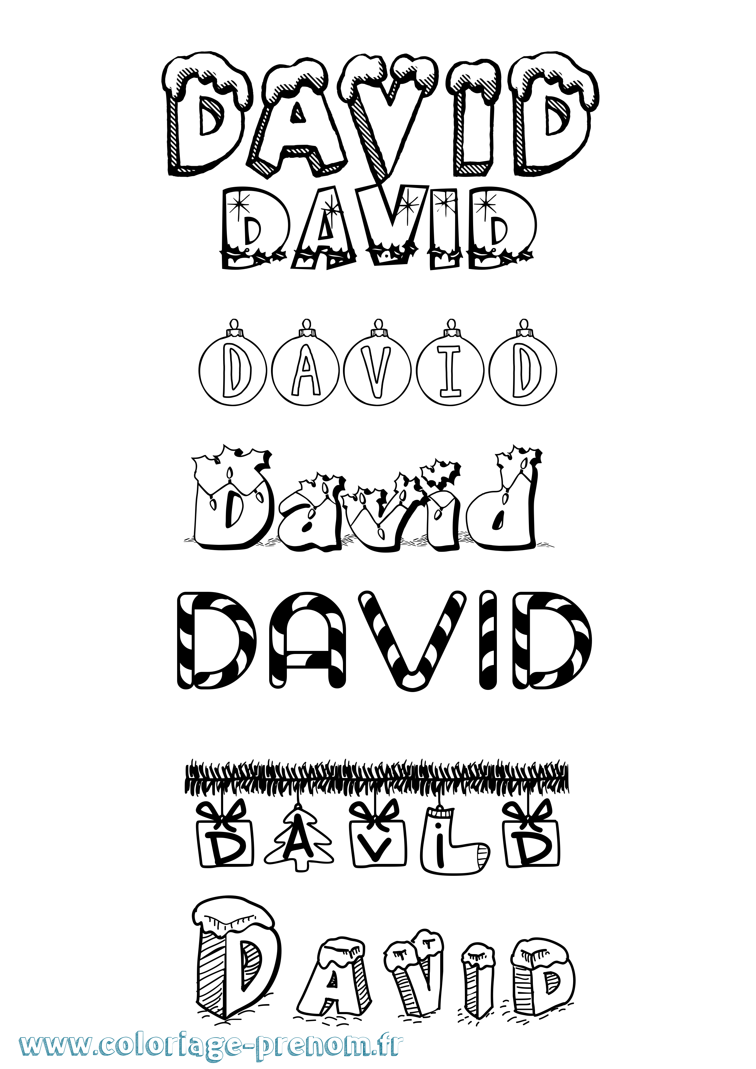 Coloriage prénom David Noël