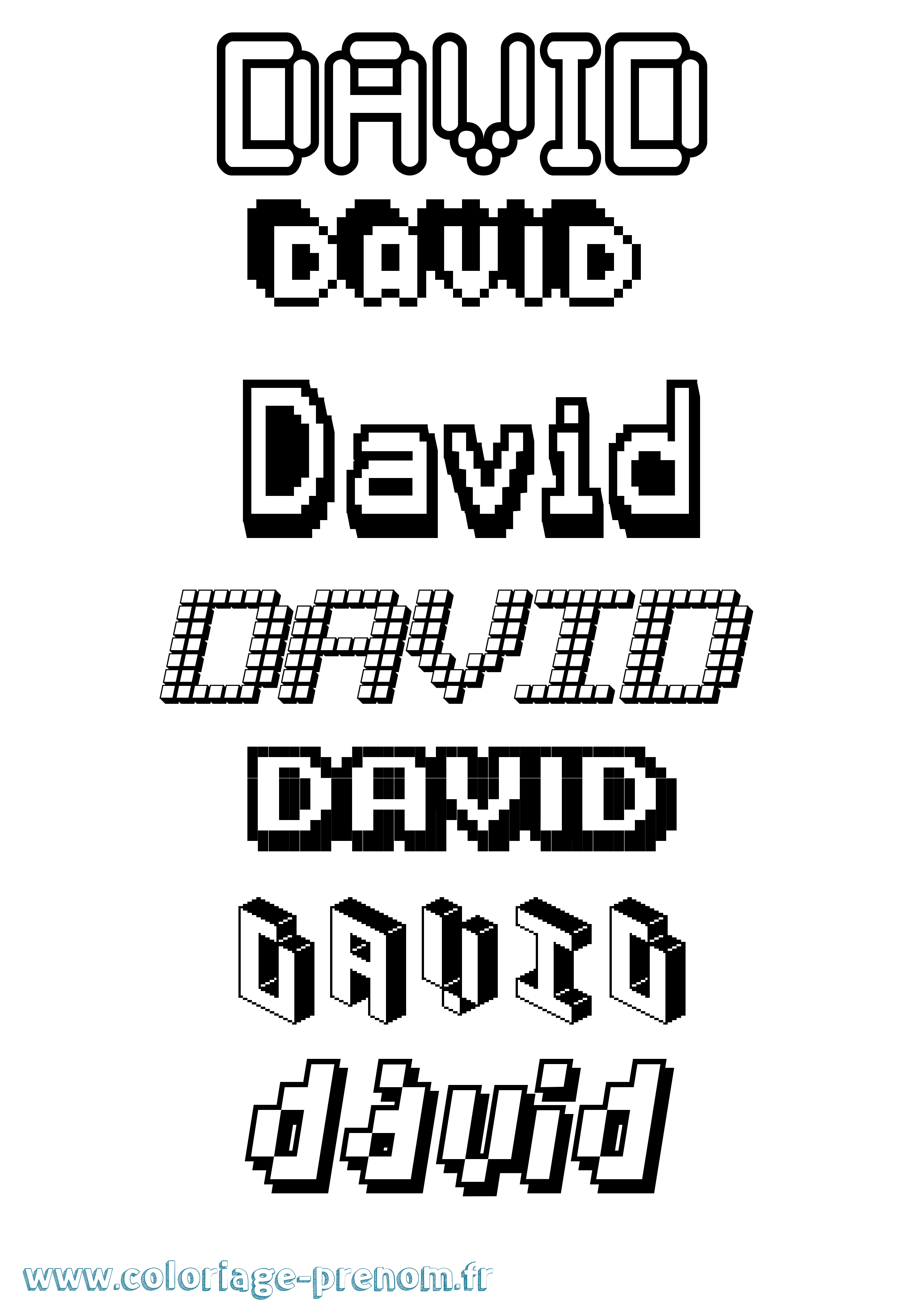 Coloriage prénom David Pixel