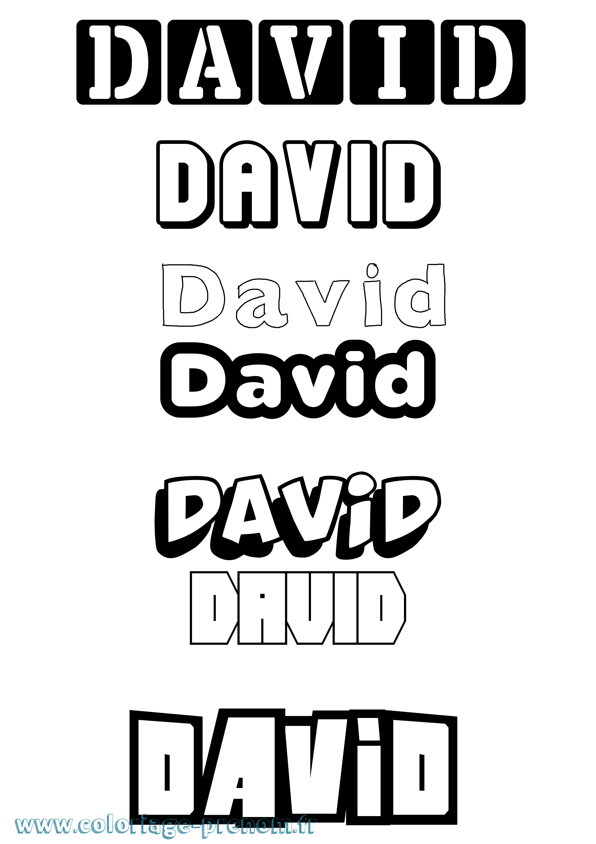 Coloriage prénom David Simple