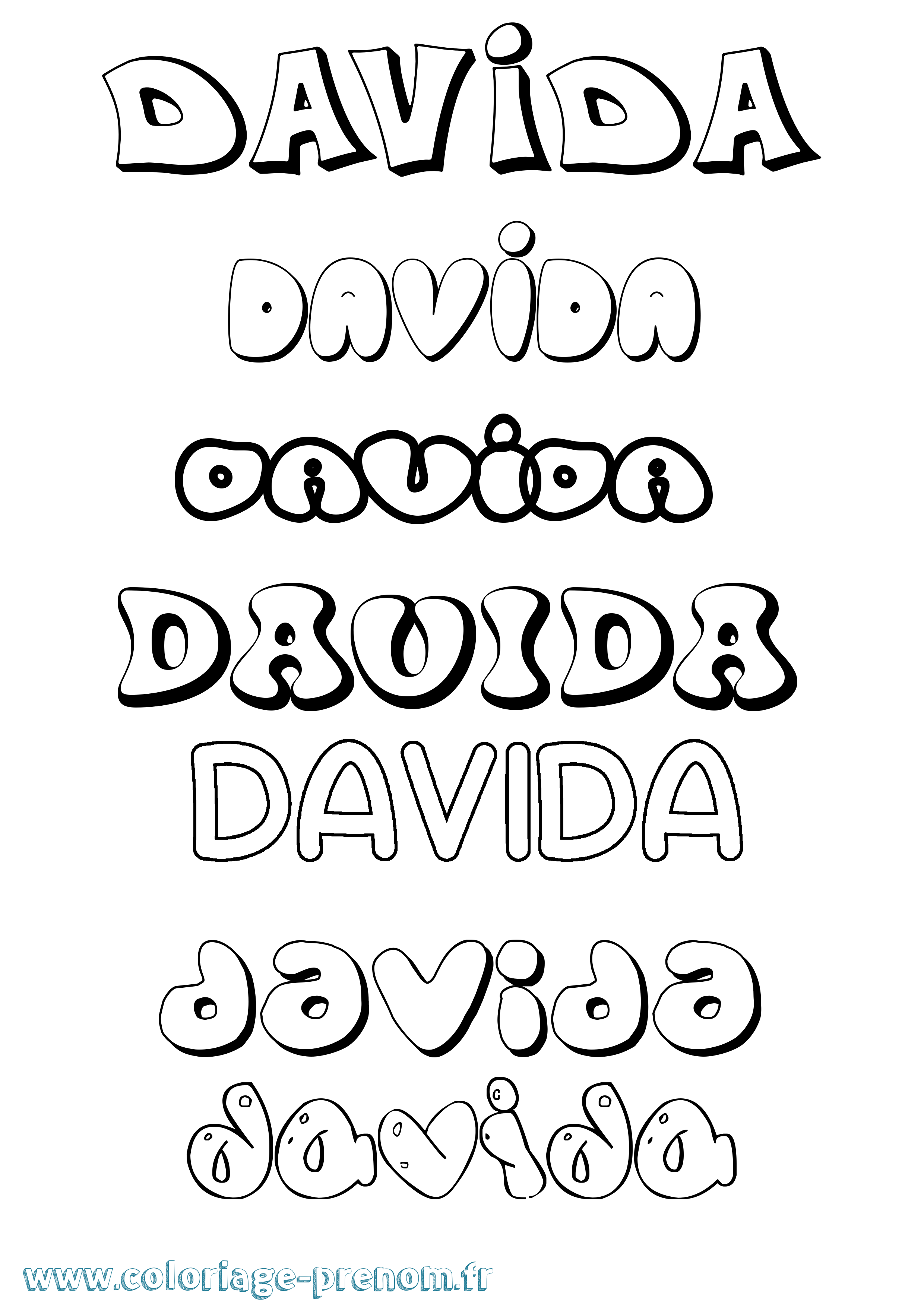 Coloriage Davida Bubble Coloriage prénom Davida Bubble