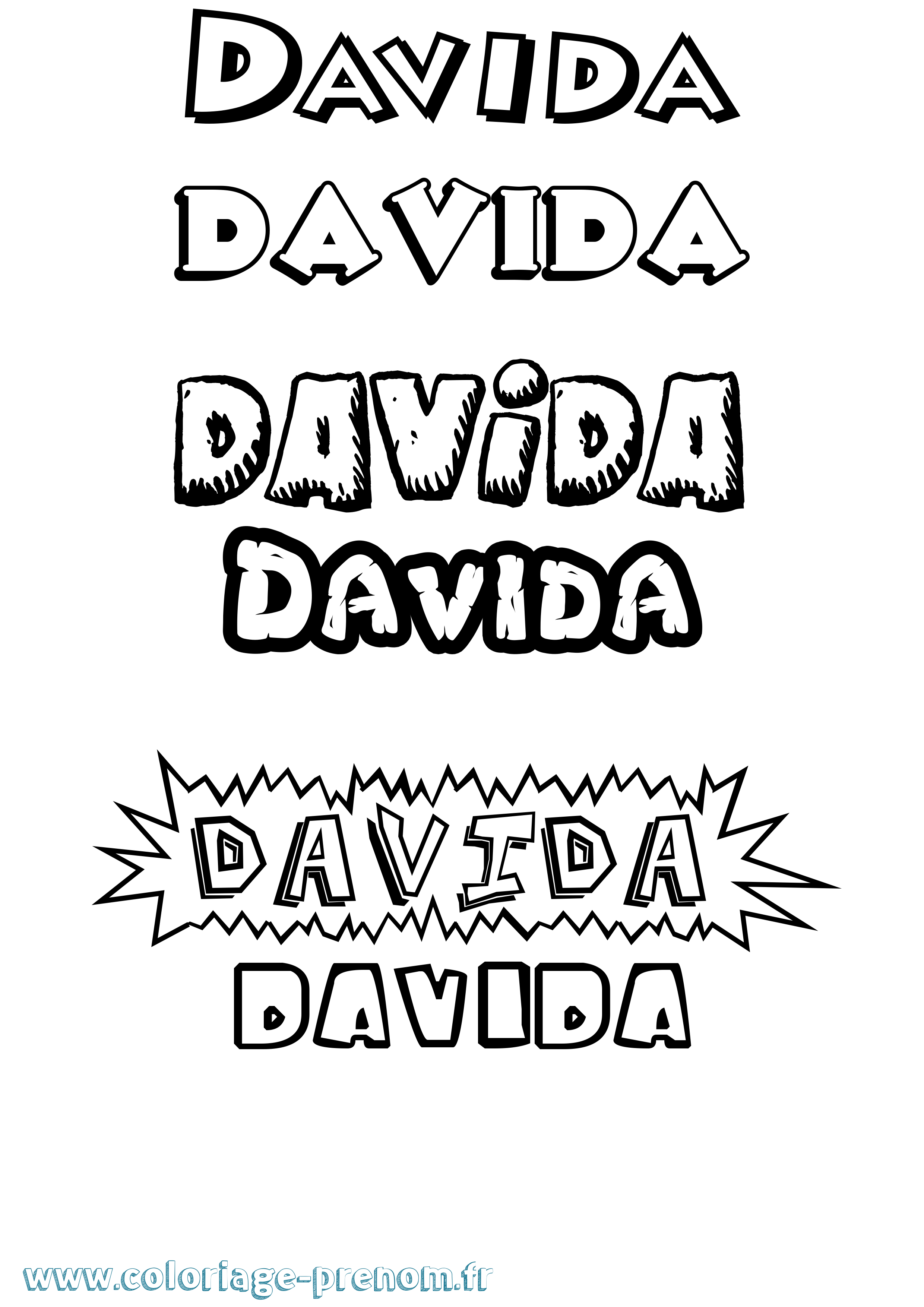 Coloriage Davida Dessin Animé Coloriage prénom Davida Dessin Animé