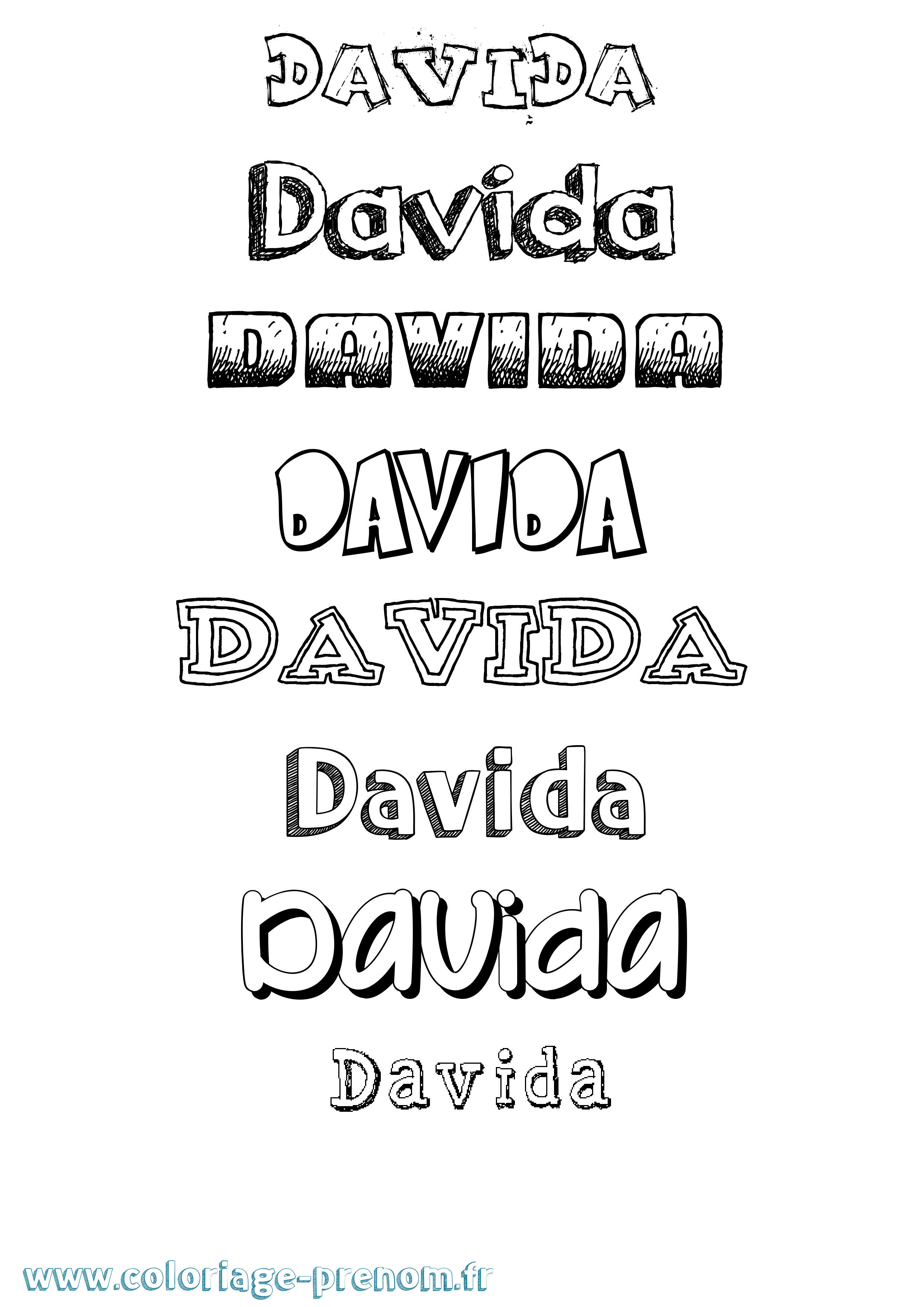 Coloriage Davida Dessiné Coloriage prénom Davida Dessiné